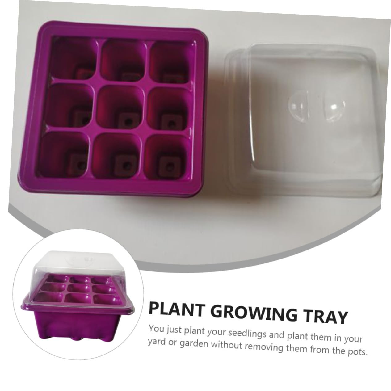 SUPVOX 2 Juegos Vivero De 9 Hoyos Equipo Fabricante De Brotes Plantas Falsas Luces De Cultivo para Plantas De Interior Estera Propagación El Plastico Púrpura 2 Piezas * 2