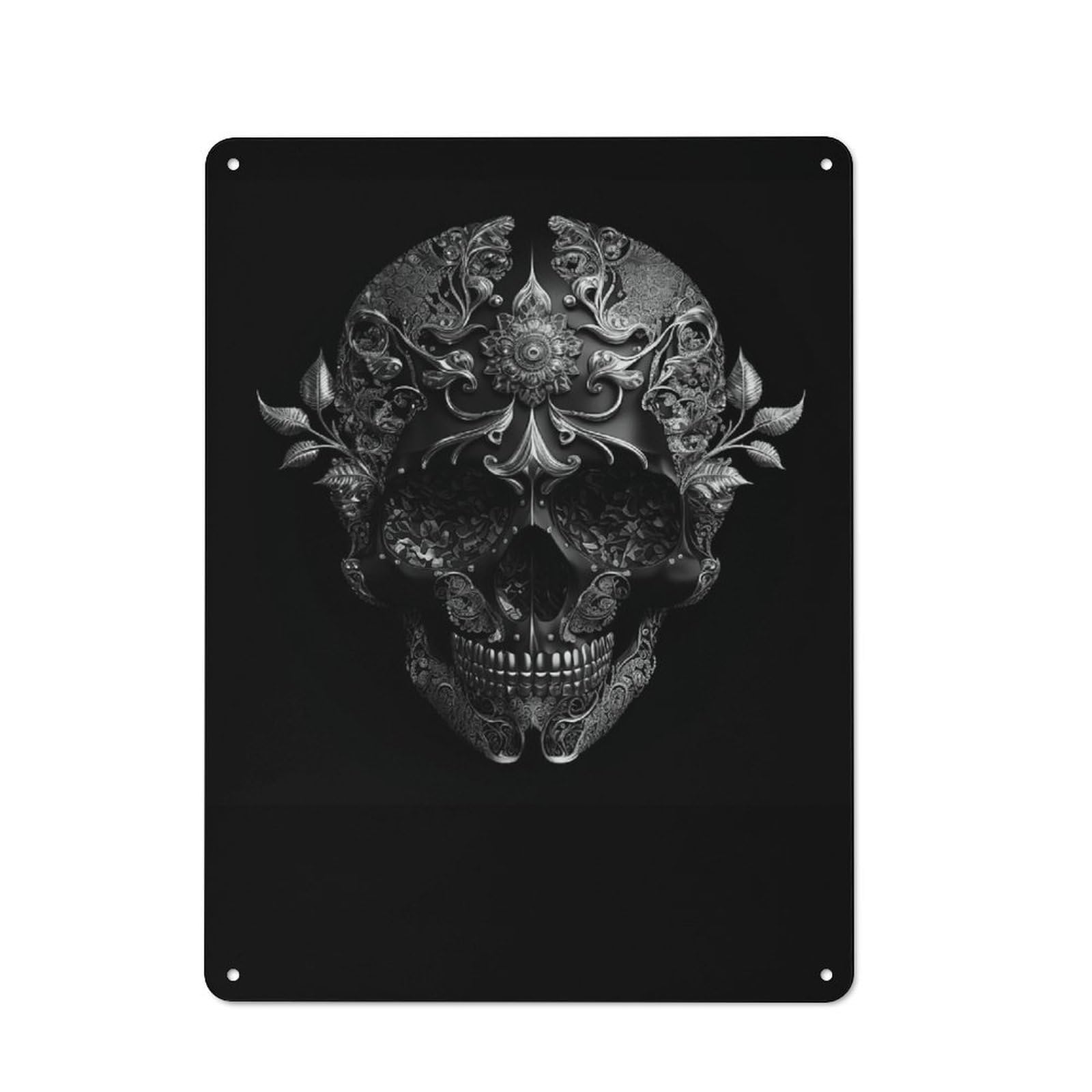 Retro Kitchen Metal Sign 40x30cm Featuring Skull with Voodoo Mask, Bistro Wall Plaque for Restaurant, Kitchen, Counter Or Breakfast Nook