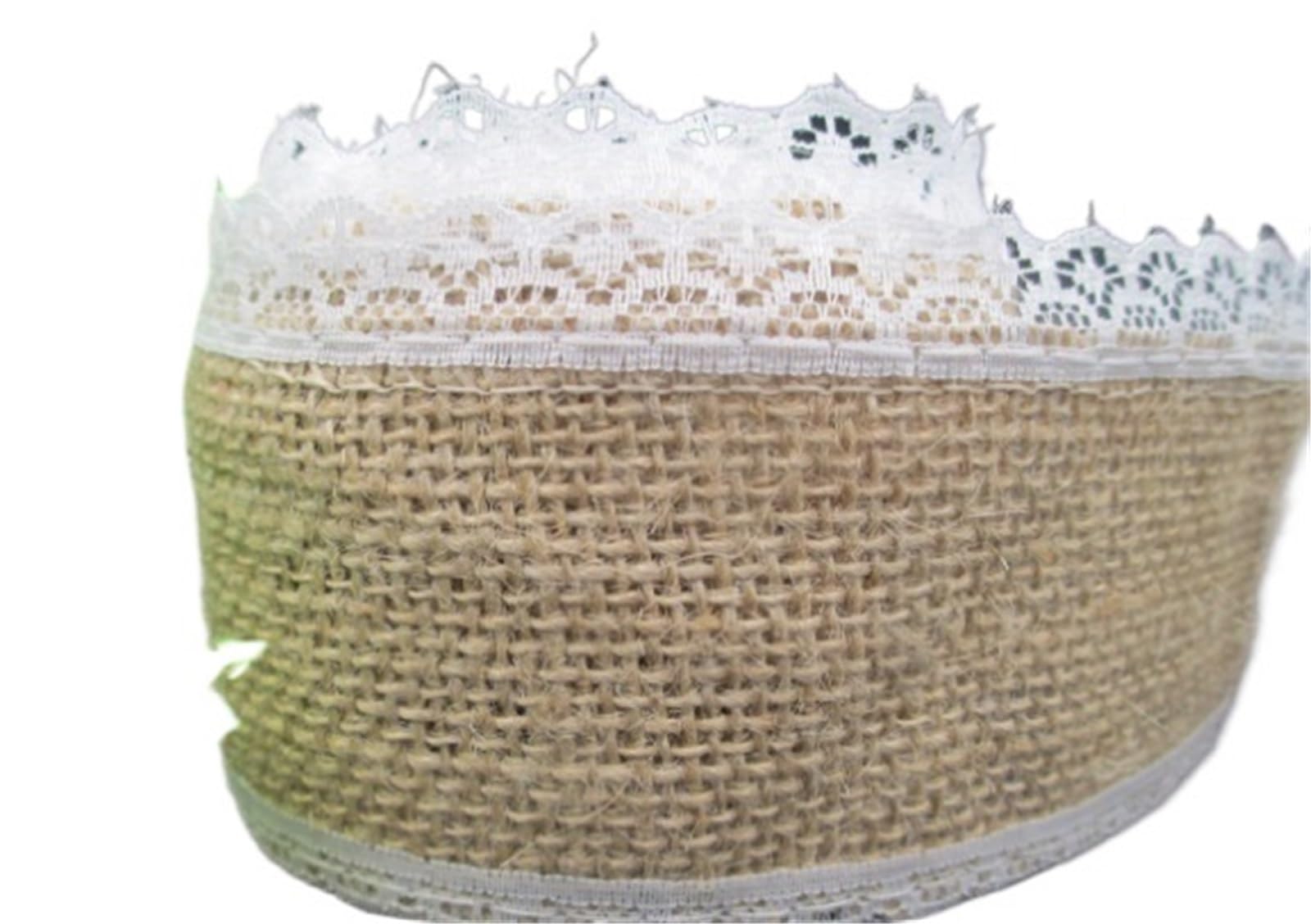 Hessian Roll 10 Meter/Roll Natural Jute Burlap Hessian Ribbon with Ivory Lace Lovely Supplies Multifunction
