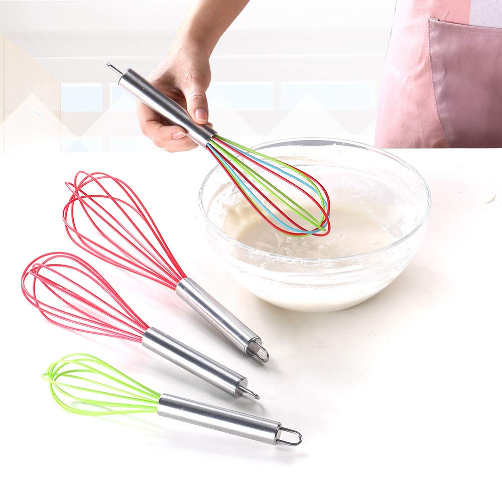 Set Sbattitore Manuale E Pennello Per Olio - 2 Pezzi Ciascuno, In Silicone E Acciaio, Lunghezze 8 E 10 Pollici | Per Cucina, Ristorante, Preparazione Dolci