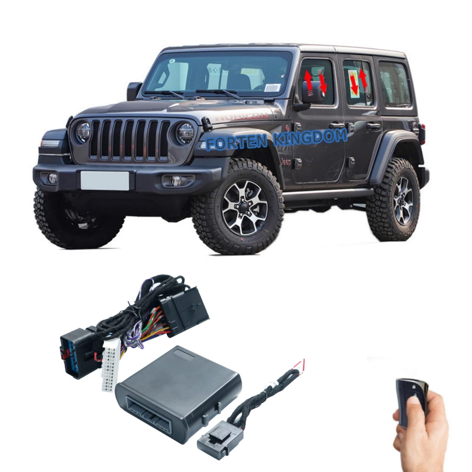 Forten Kingdom Remote Control Car Auto Window Power Lift Close Open Roll Up Down System Module Device Kit For Jeep Wrangler JL 2018-2024 (Fuel Engine) Window Closer
