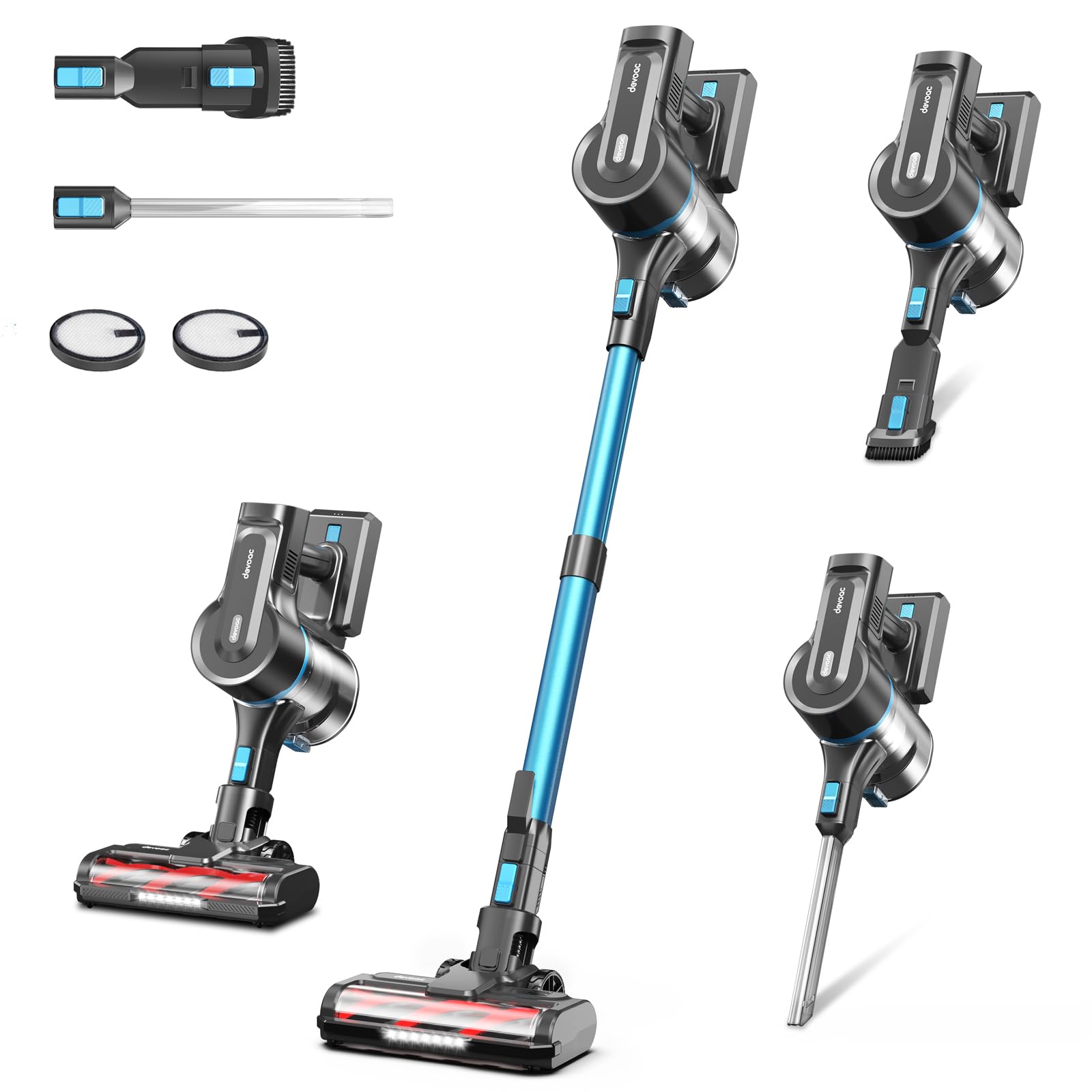 DEVOAC S11 Cordless Vacuum Cleaner 50Kpa 50 Mins Vacuum Cleaners for Home 8 in 1 Lightweight Stick Vacuum