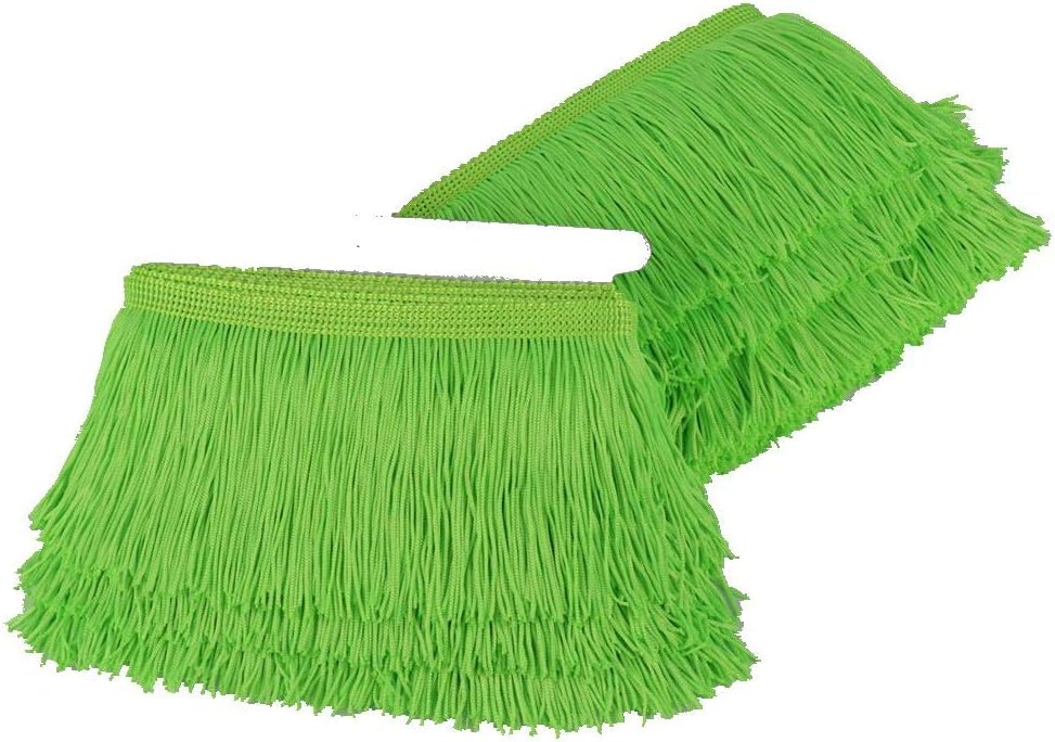 Fringe Trim Lace Polyerter Fibre Tassel 4inch Wide 10 Yards Long for Clothes Accessories Latin Wedding Dress DIY Lamp Shade Decoration Black (Fluorescent Green)