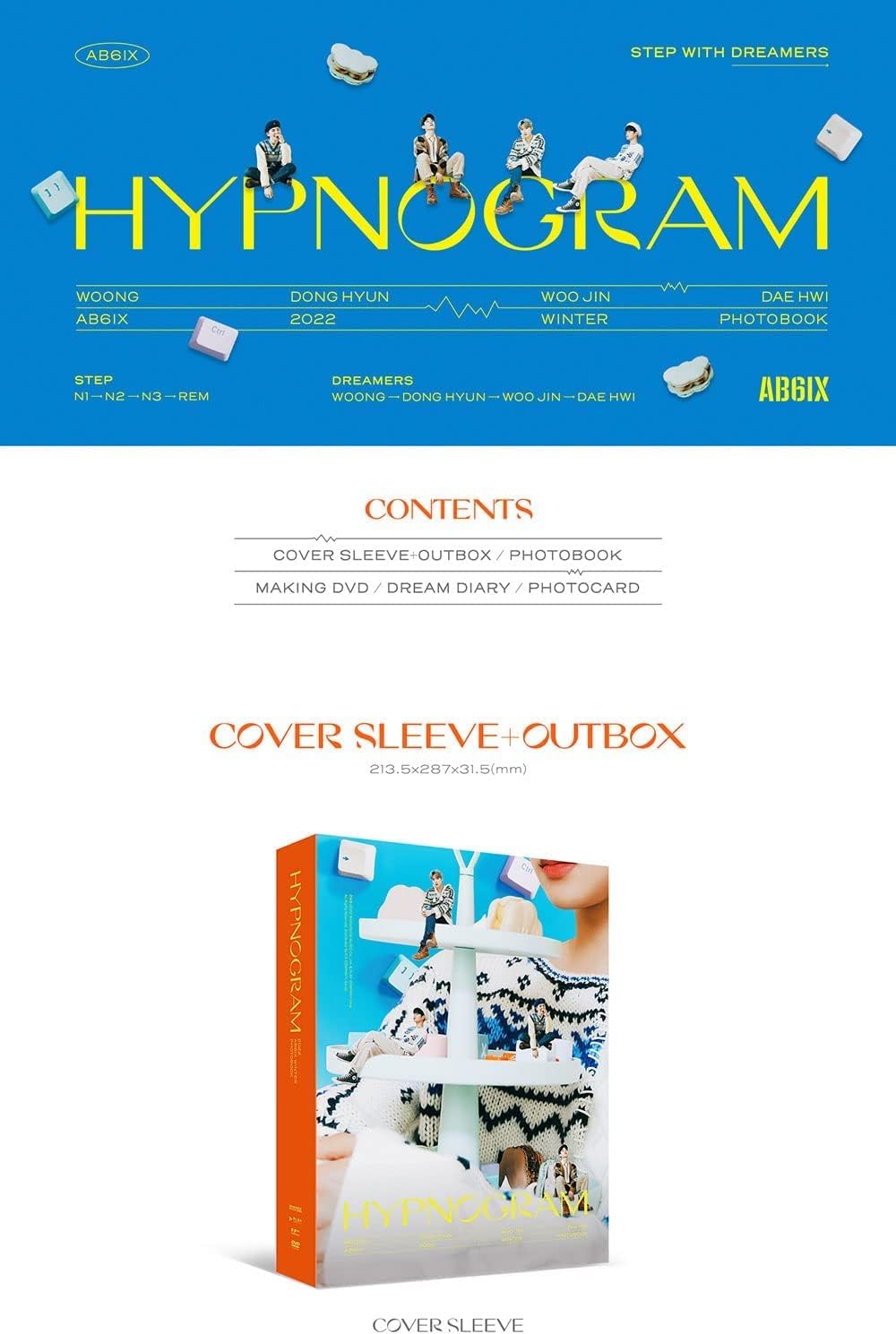 AB6IX - AB6IX 2022 Winter PHOTOBOOK HYPNOGRAM Album+CultureKorean Gift(Decorative Stickers,Photocards,Top Loader Stcikers)