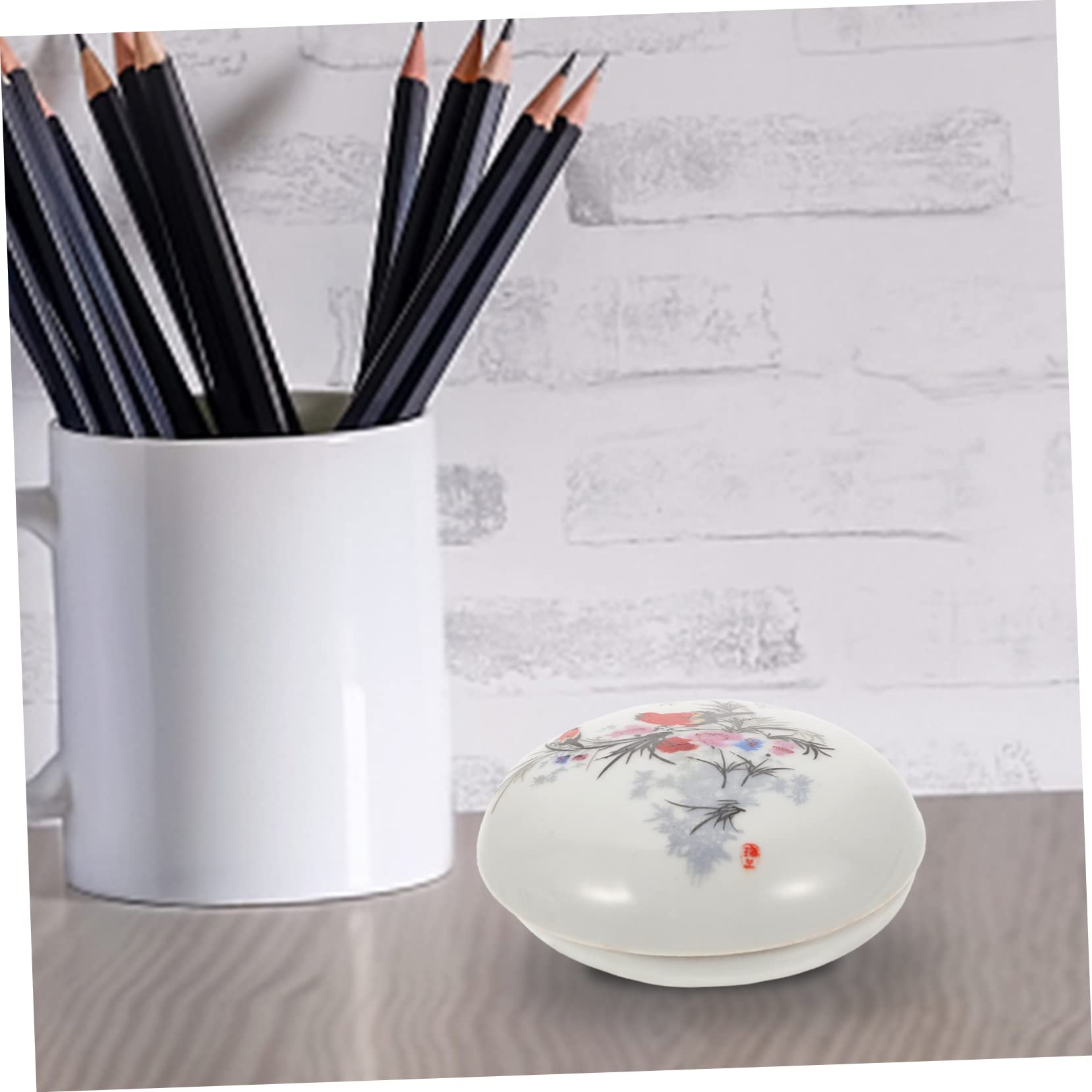 Lurrose 2sets Kalligraphie-stempelkissen Schreibutensilien Scrabbook Scrabook Kapernäpfel Prägetinte Stempelkissen Für Stempel Kalligrafie-Angebot Chinesisches Stempelkissen Keramik 2pcs*2