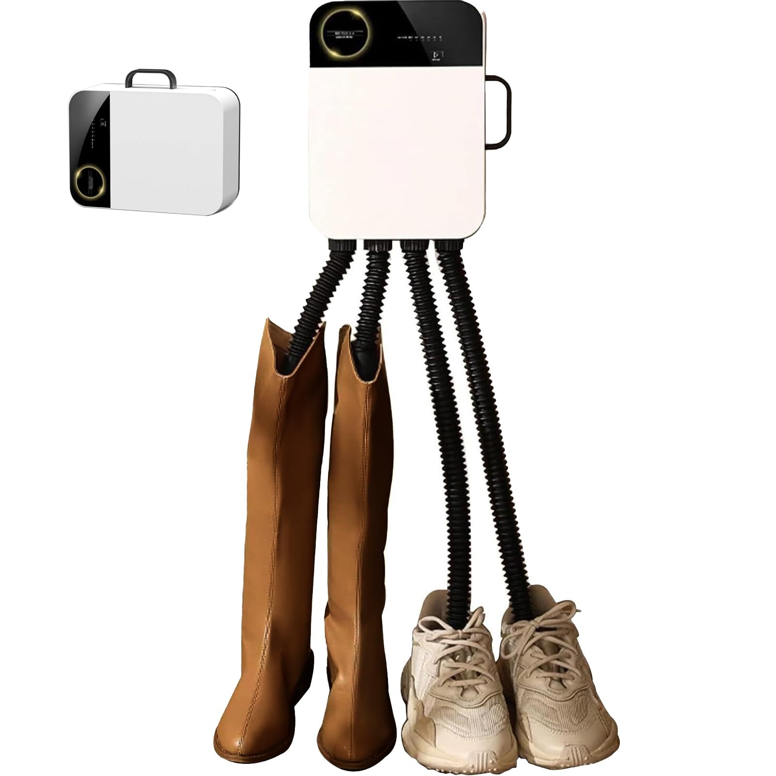 Asciugatore per Scarponi con soffiatore di Calore, asciugatore per Scarpe Portatile, Timer 4H, asciugatore per Scarponi da Parete con Tubo telescopico, circolazione del Calore a 360°
