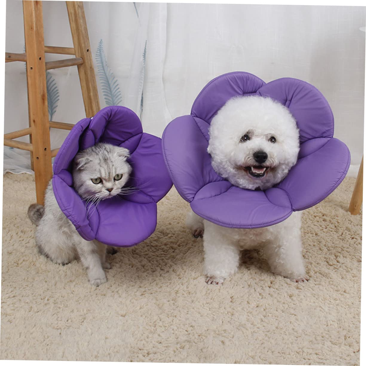 SUPVOX 3 Pz Collare per Animali Domestici Collare a Cono per Cani Morbido Non Blocca Collana per Animali Domestici Collo Fiore AntiGraffio Viola,Porpora Animale Domestico Tessuto Morbido