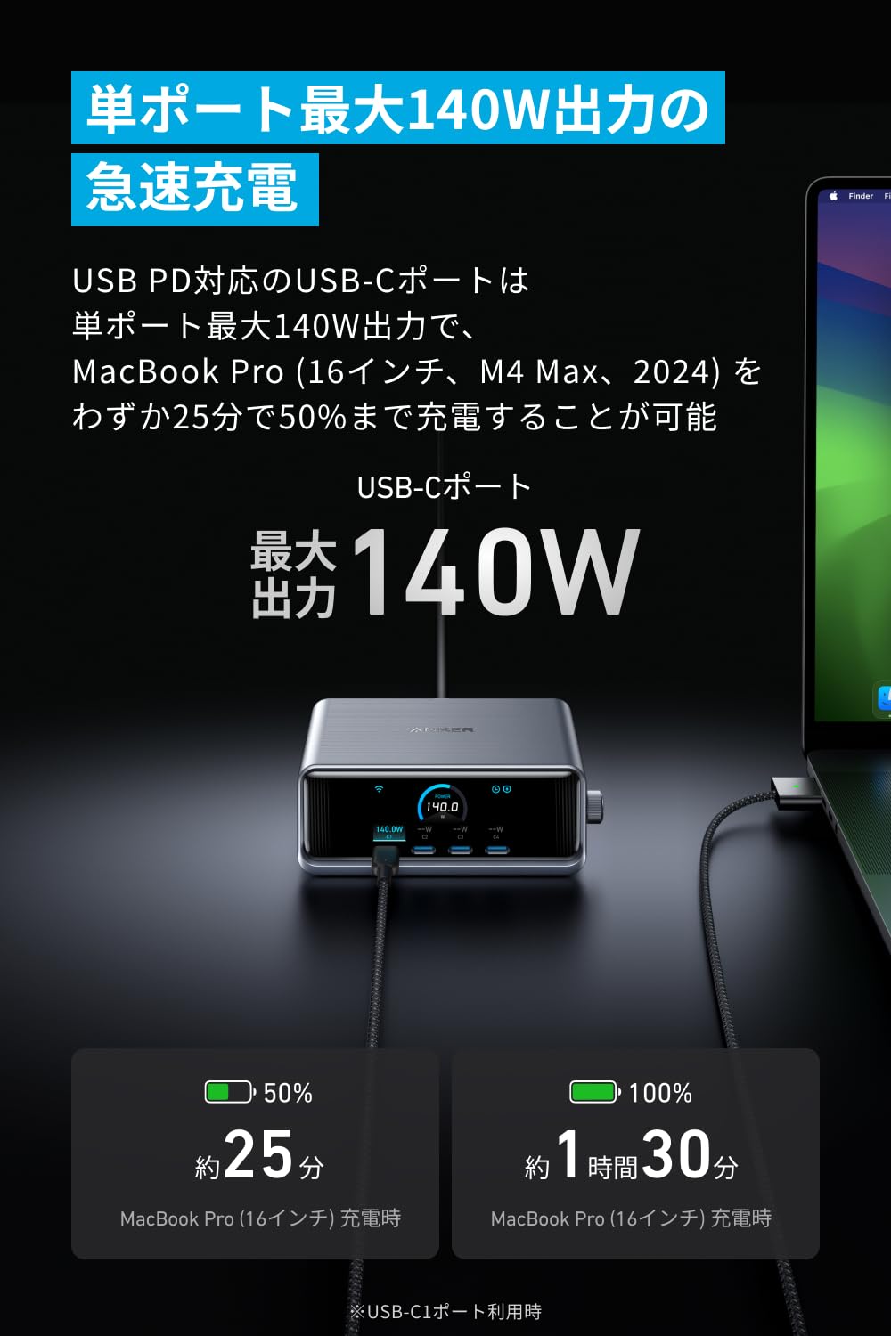 Amazon | Anker Prime Charger (250W, 6 Ports, GaN) (USB PD 充電器