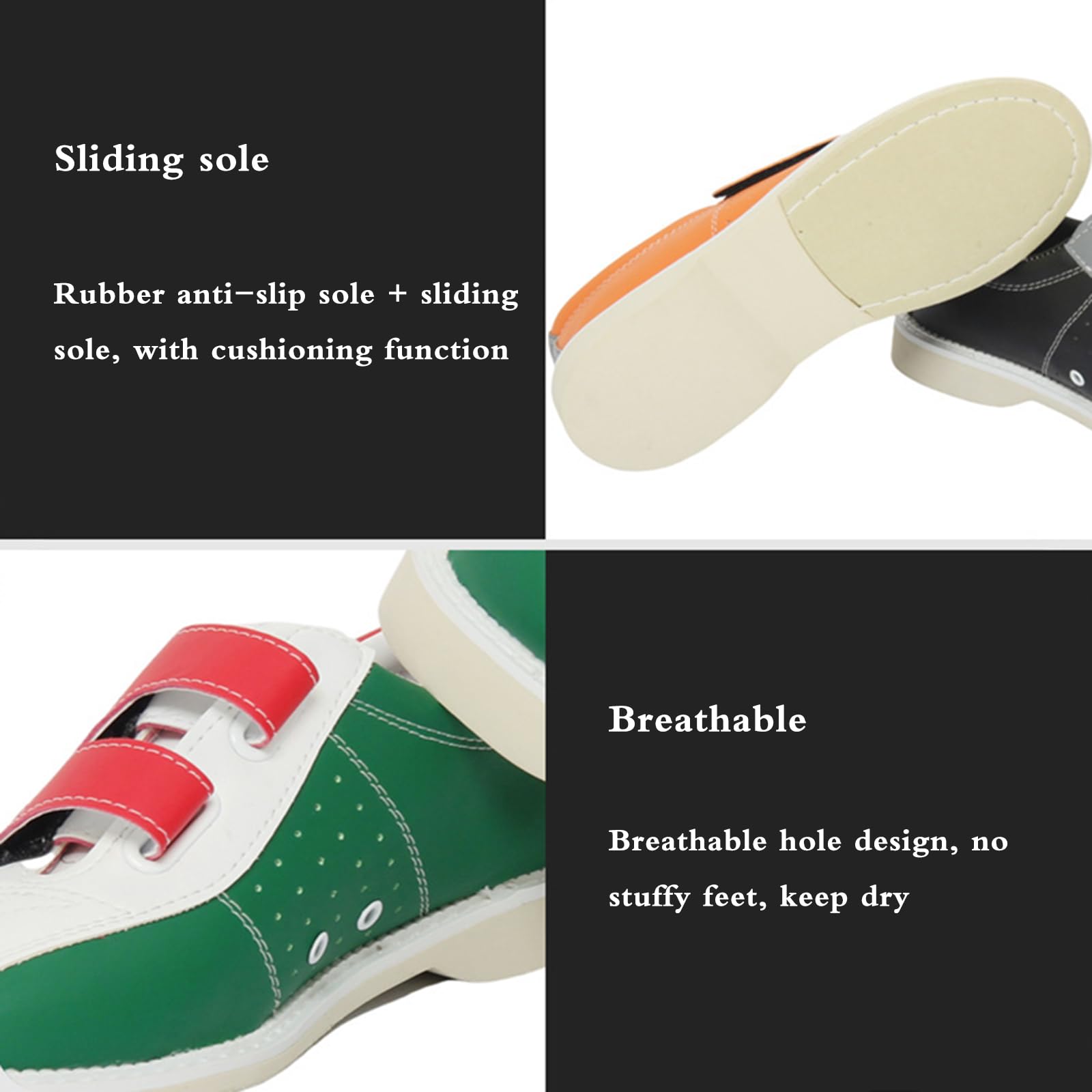 Scarpe da Bowling Uomo,Scarpe da Bowling Donna,Scarpe da Ginnastica Tipo Bowling,Traspirante Autoadesivo,Scarpe da Bowling da Donna,Uomo E Ragazzo,per Destrorsi E Mancini