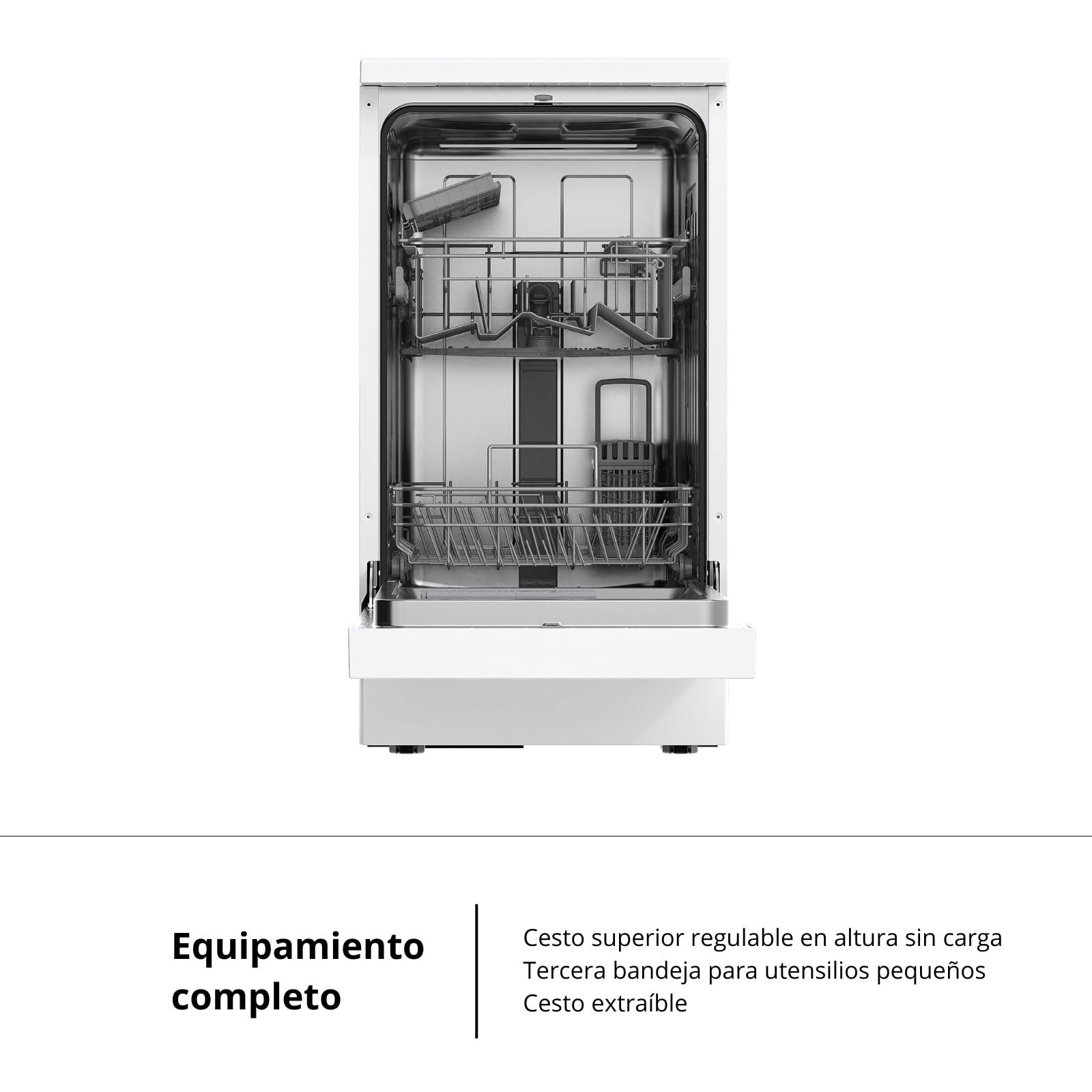 Corberó - Lavavajillas Plus 45cm | CLVM403W | 10 Cubiertos 5 Programas con 4 Temperaturas, Indicadores LED, Color Blanco, Inicio Diferido, Función Inicio-Pausa, 49 Db, Eficiencia Energética E — view 4