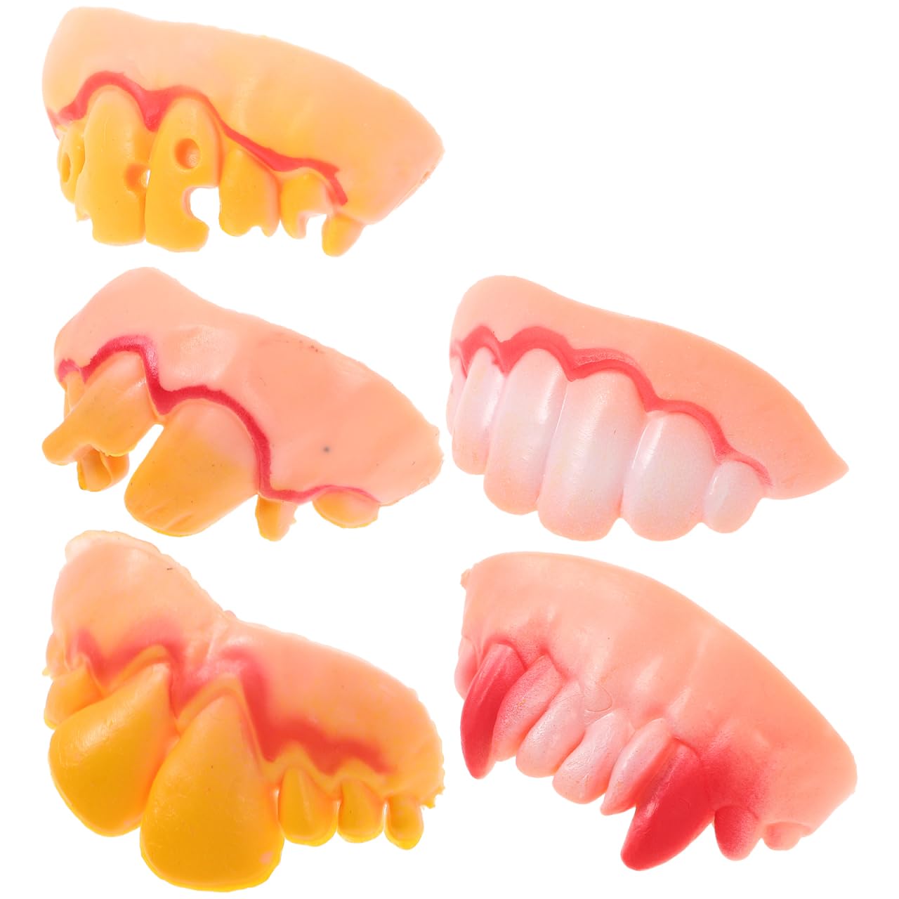Ugly Fake Teeth Costume Party Funny Wacky Artificial Teeth False Prop Toy for Halloween 5 pcs (Random Shape)