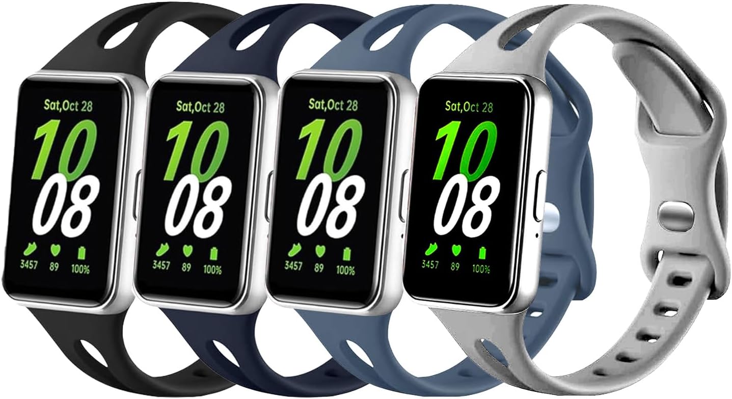 4 Pack Silicone Bands Compatible with Samsung Galaxy Fit 3 Band for Woman and Men, Sport Breathablen Soft Replacement Wristbands,For Samsung Galaxy Fit 3 SM-R390 Smartwatch Accessories