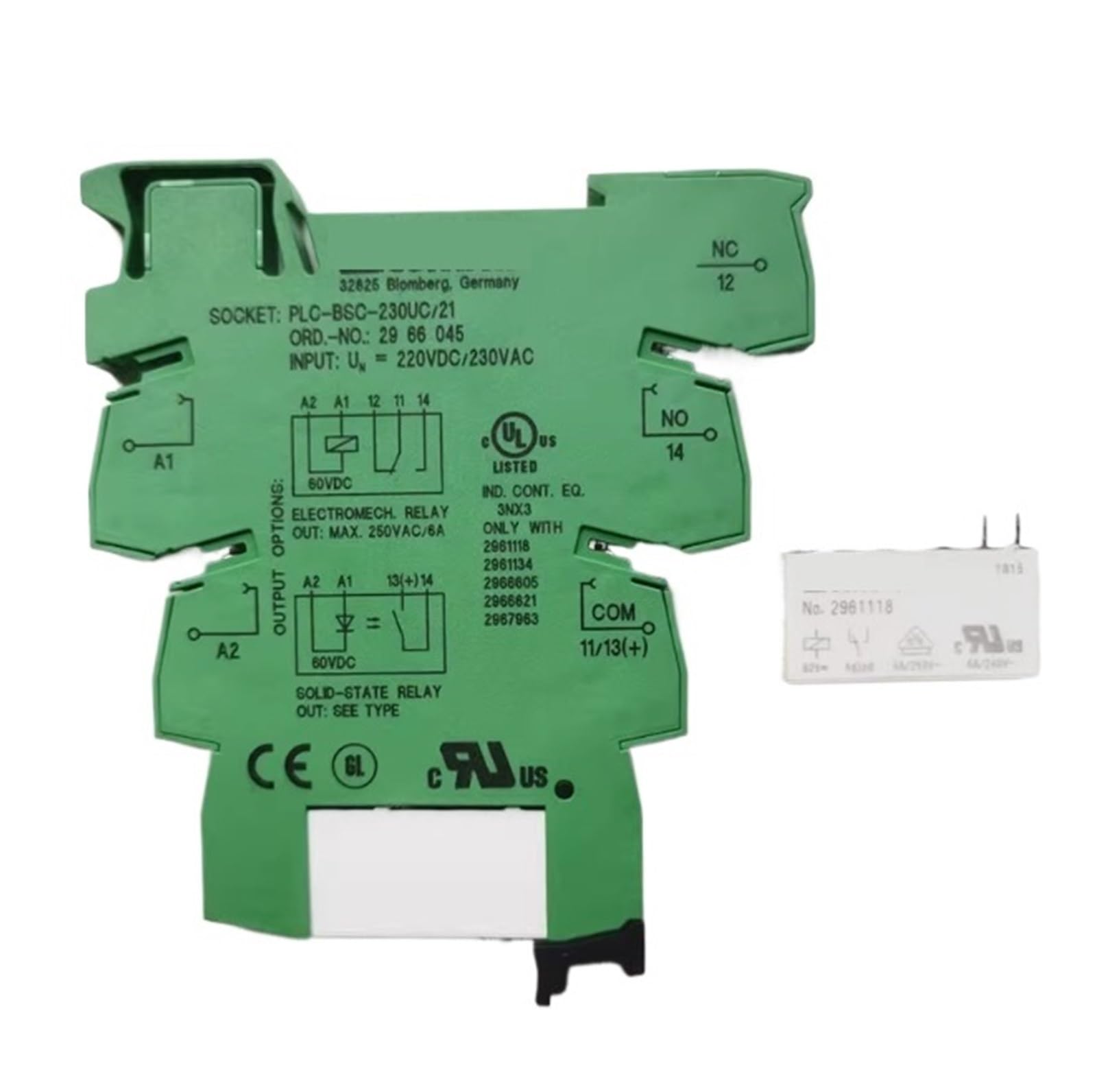 ZVQYSGIW 1pcs PLC-BSC-24DC/21 Contact Relay 2961105 2961121 2961118 2966595 2967950(No.2961121 2966016)