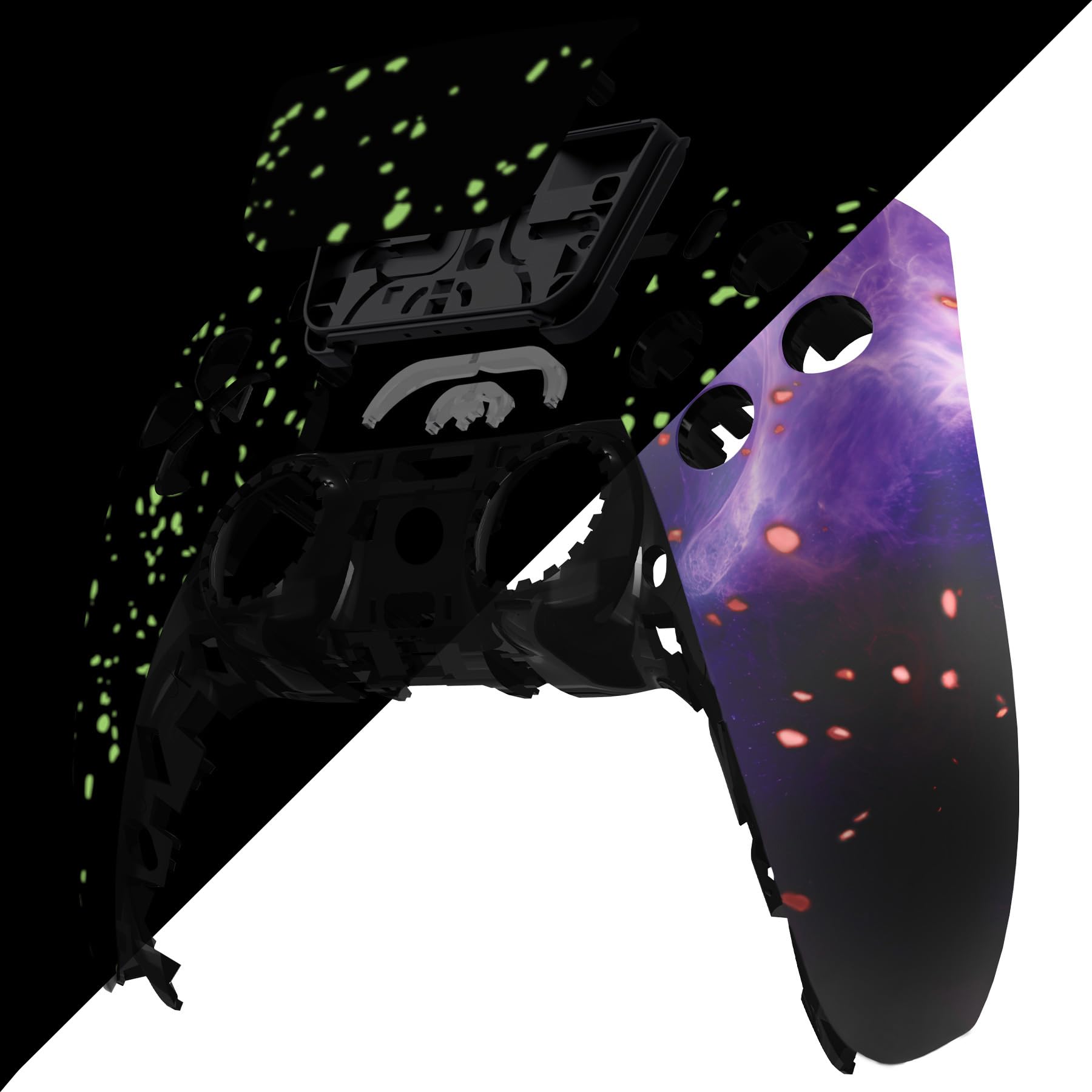 eXtremeRate Glow in Dark - Cosmic Camo Front Housing Shell with Touchpad Compatible with p s 5 Controller