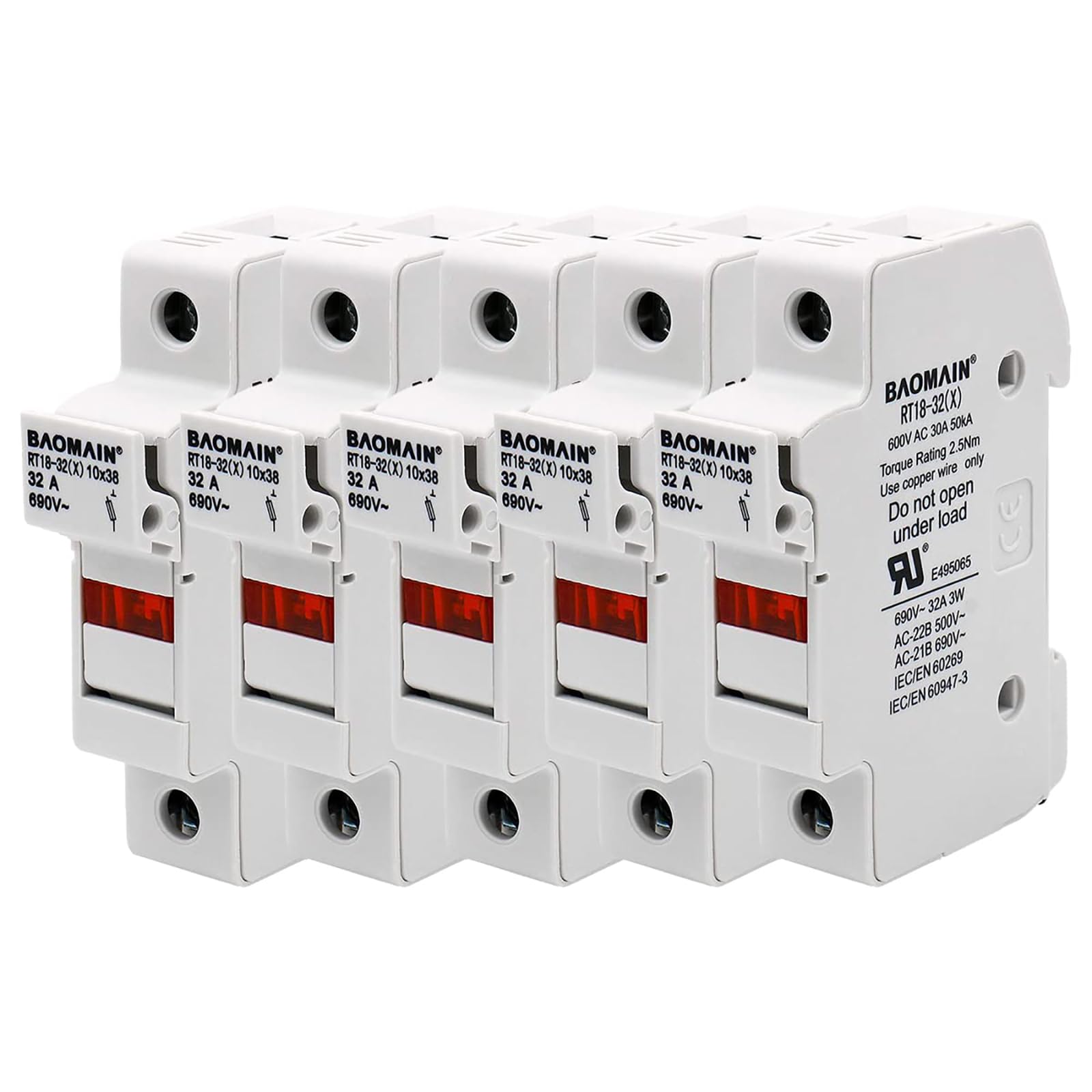 Baomain 5-Pack DIN Rail Fuses - UL Recognized -9 Baomain 5-Pack DIN Rail Fuses - UL Recognized -9