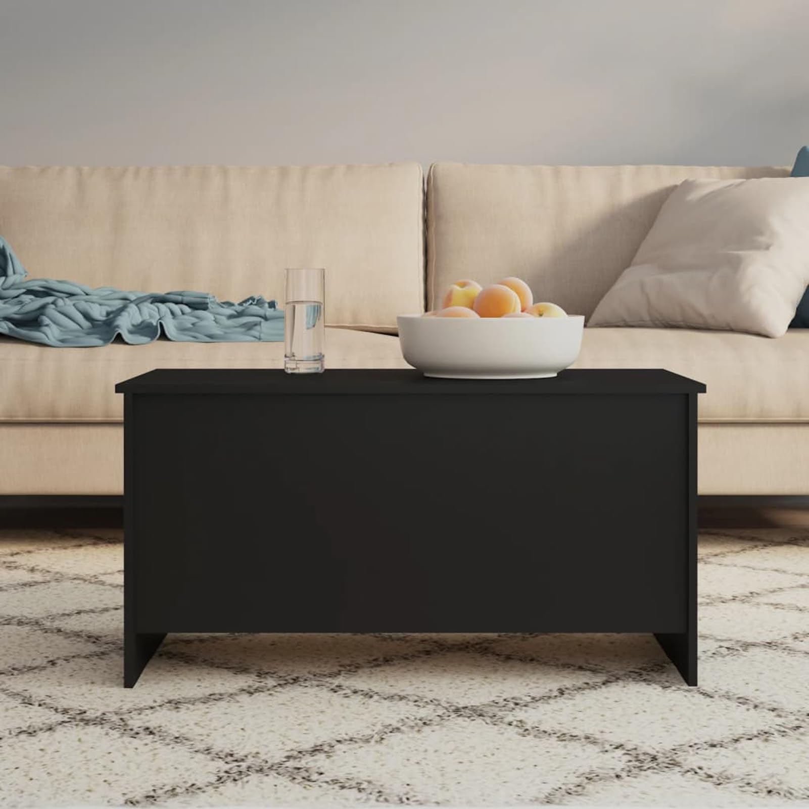 Homgoday Tavolino da caffè nero, 102 x 55,5 x 52,5 cm, in legno ingegnerizzato, tavolino da tè per soggiorno, sala d'accoglienza degli ospiti, camera da letto e mobili da ufficio