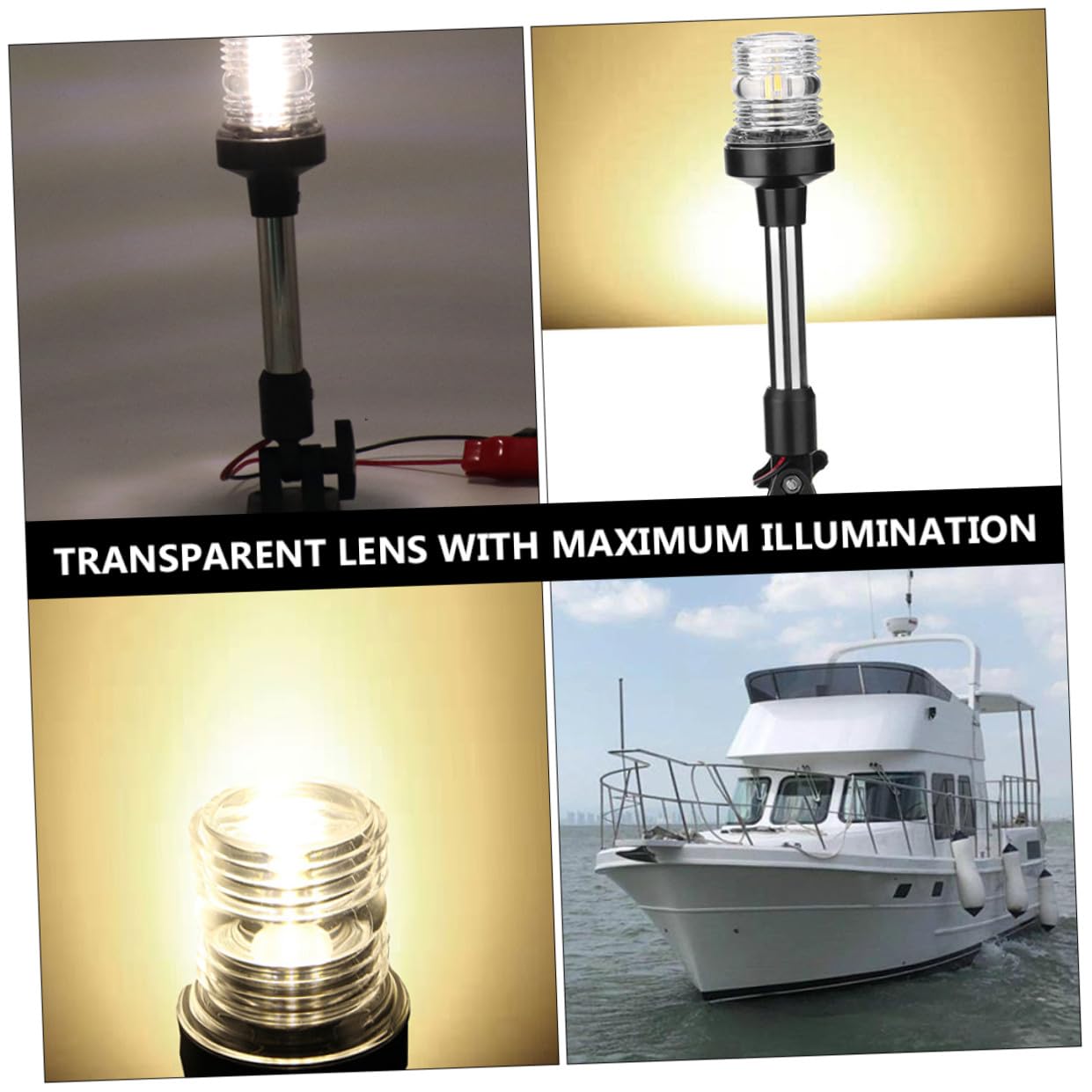 Veemoon Luce di Navigazione LED Ribaltabile 12v 360° Bianco per Barche, Luce di Ancoraggio Marina Angolo Regolabile, Lampada di Segnalazione per Yacht e Imbarcazioni Sportive
