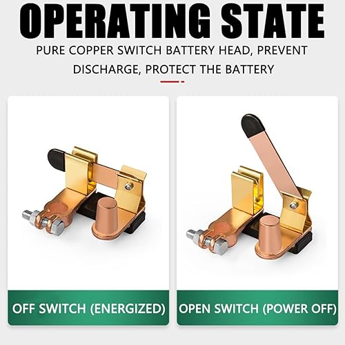 Miniatura 6 de Bittwee Interruptor maestro de cuchilla de poste lateral de 12 V24 V, interruptor de desconexión de batería de 250750 amperios, aislador,