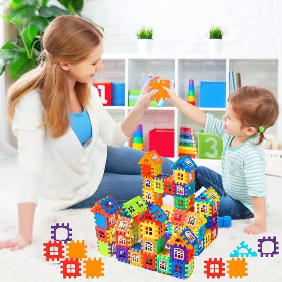 120 Piece Colourful House Building Blocks Set, Early Education Puzzle Construction Toy - Image 3