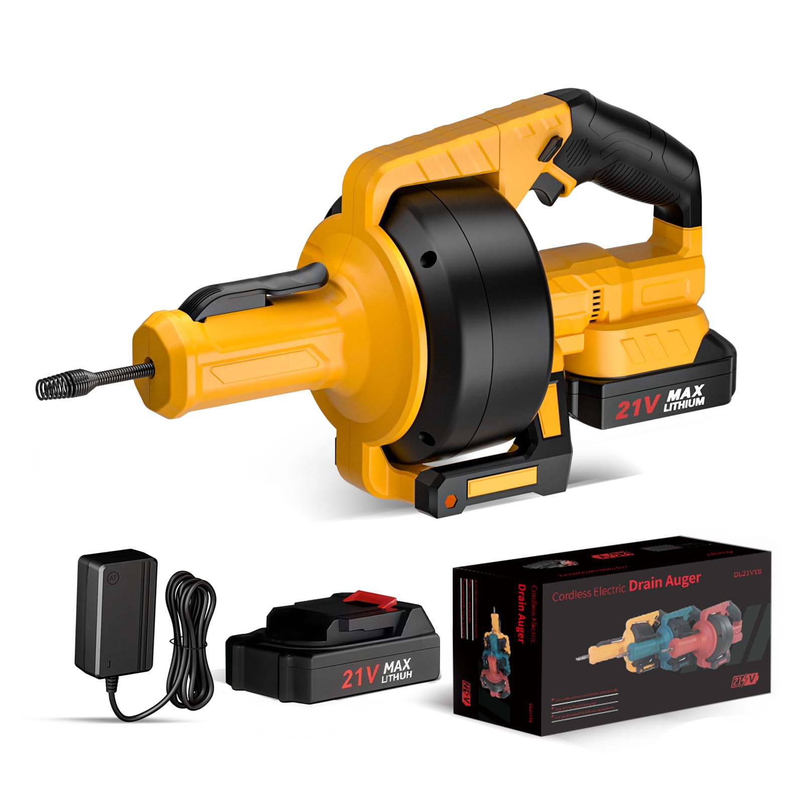 21V Auto-Feed Drain Snake Orange