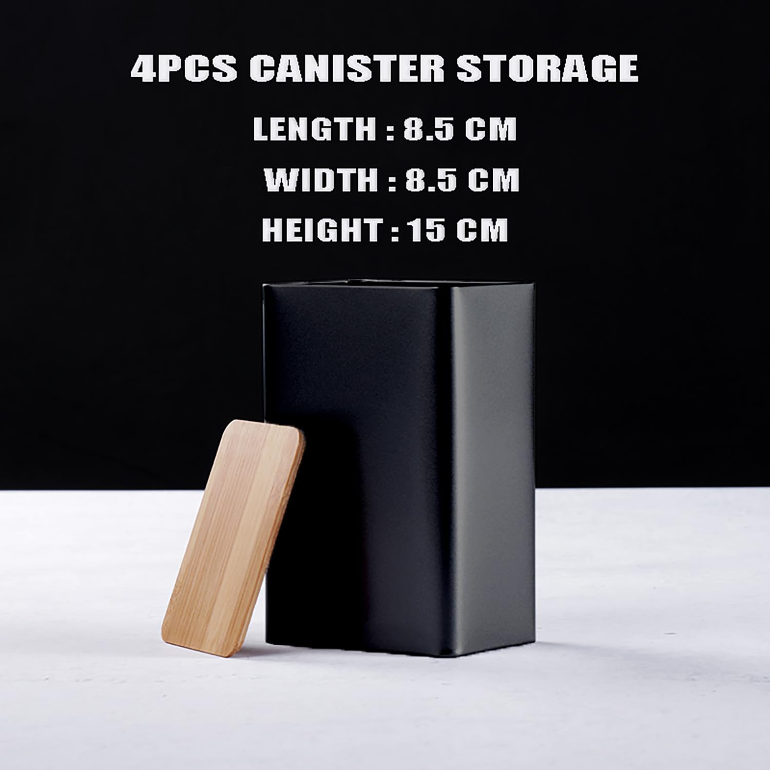 Glazen voorraadpot, voedselopslagcontainer met luchtdichte bamboe houten deksel en handvat, bussen voor thee, koffieboon, suiker, snoep, koekje, kruiden 10 cm x 25 cm