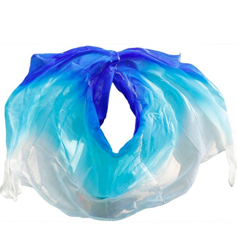 Real Silk Belly Dance Veil Silk Scarf Gradual Colors Streamer Belly Dance Veils Colorful Silk Flag Dance for Practice