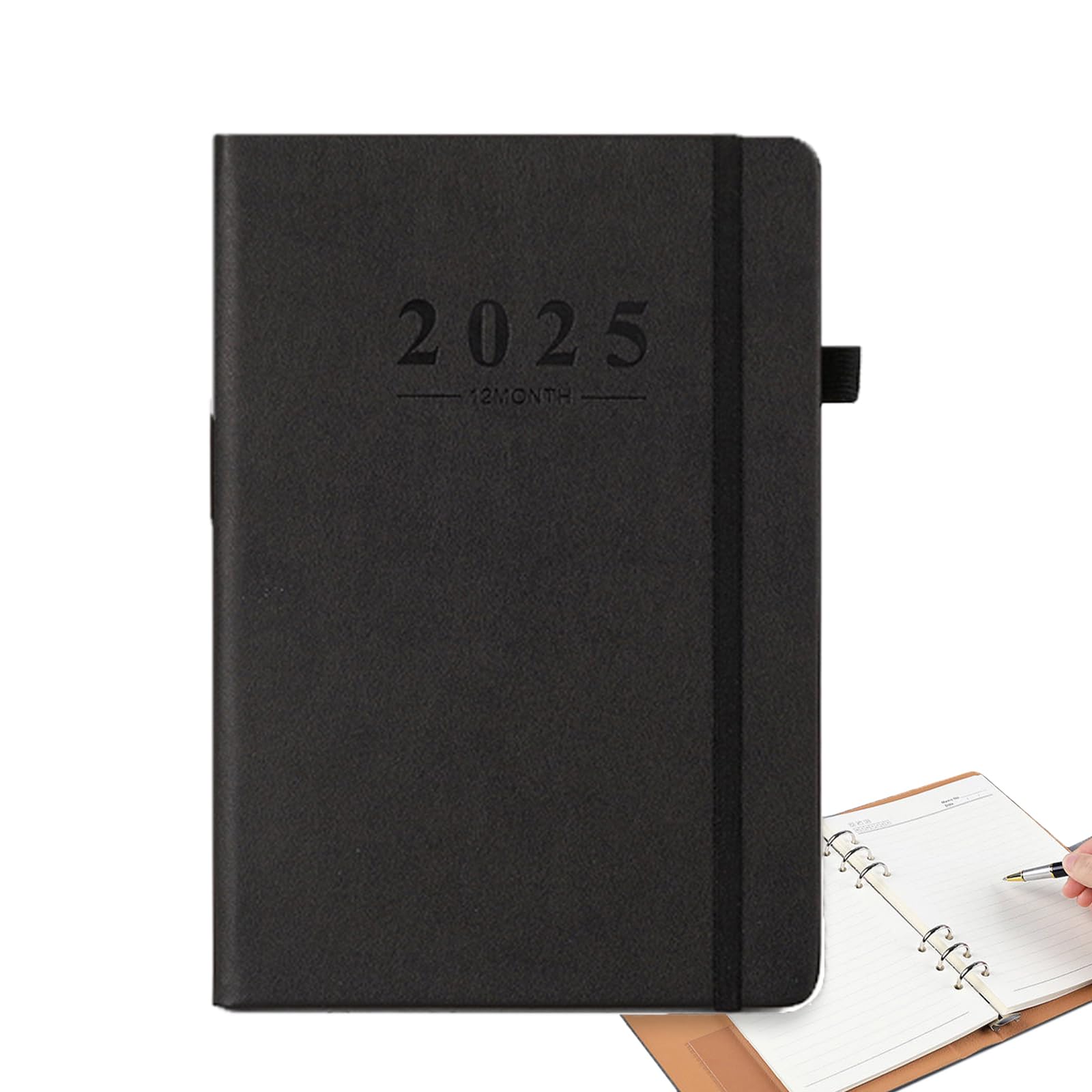 QUEENADA A5 Year Diary Planner - 2025 Weekly Year Journal for Students, Teachers and Academics(Black)