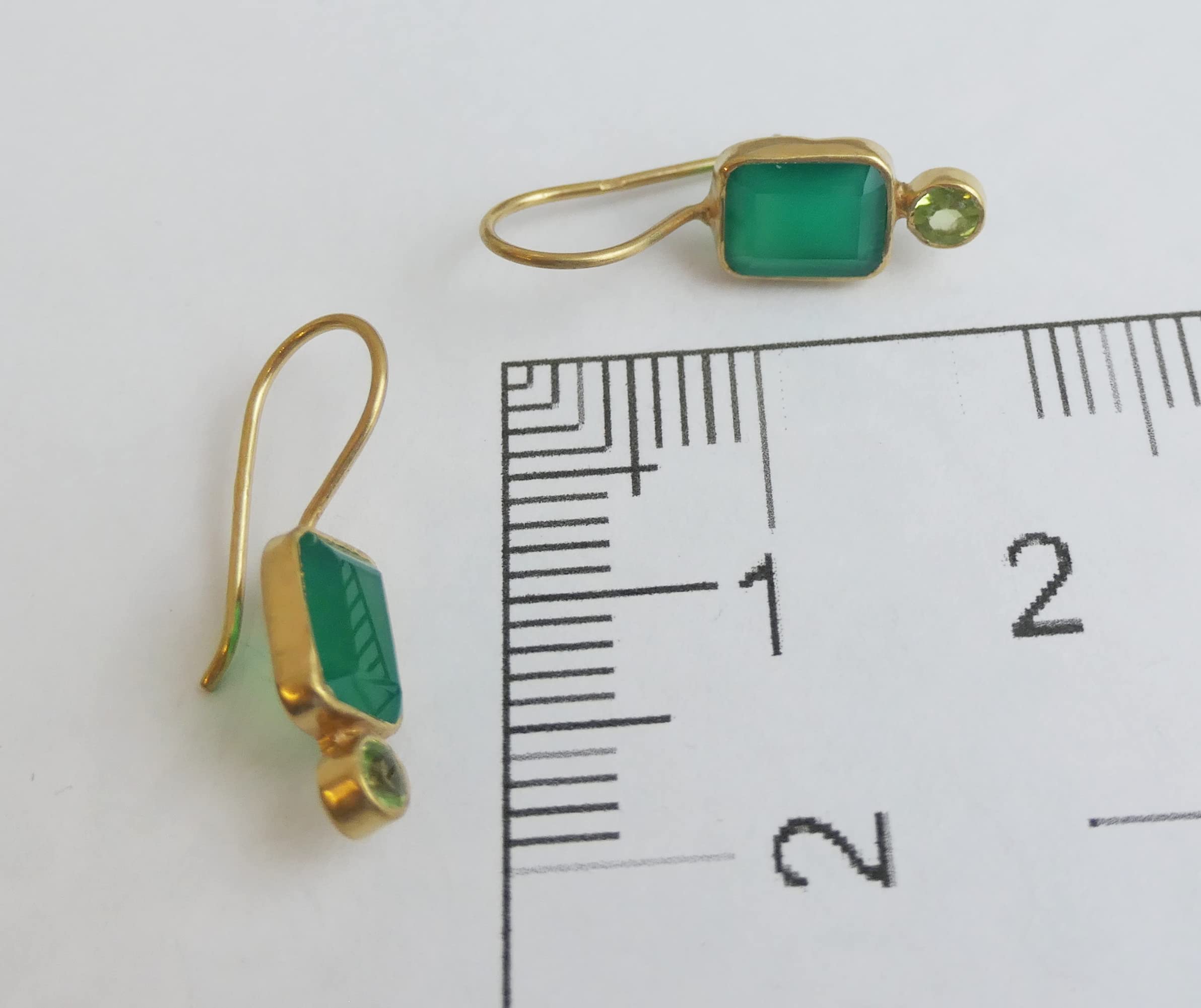 Orecchini in Argento 925 Placcato Oro con Onice Verde e Peridoto