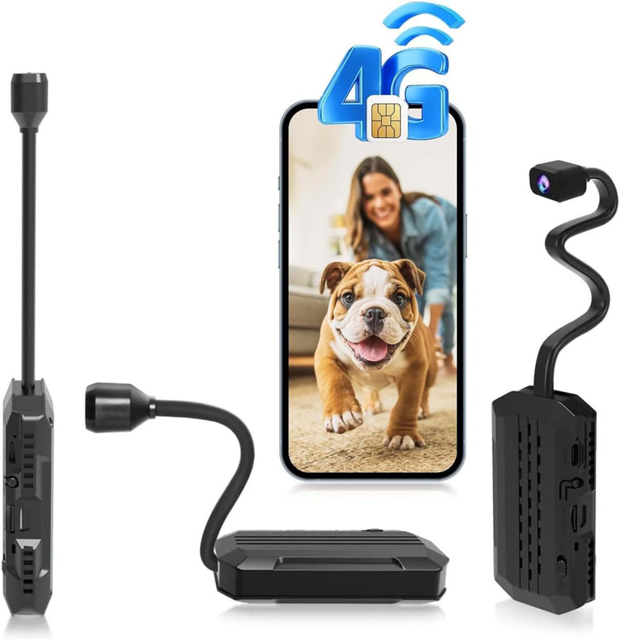4G LTE Cellular Security Spy Camera, No WiFi Or Mains Power Required (SIM Card Included), 4K HD Mini Surveillance, 170° Wide-Angle View, AI Motion Detection, Night Vision Capability