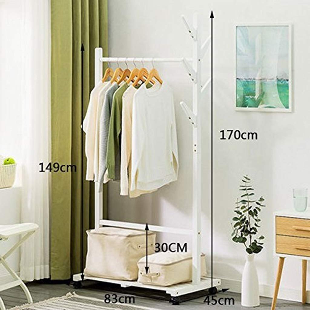 Estantería de almacenamiento para el hogar, estante de bambú, estante para el hogar, dormitorio, árbol, móvil simple aterrizaje, espacio económico, madera maciza, color blanco