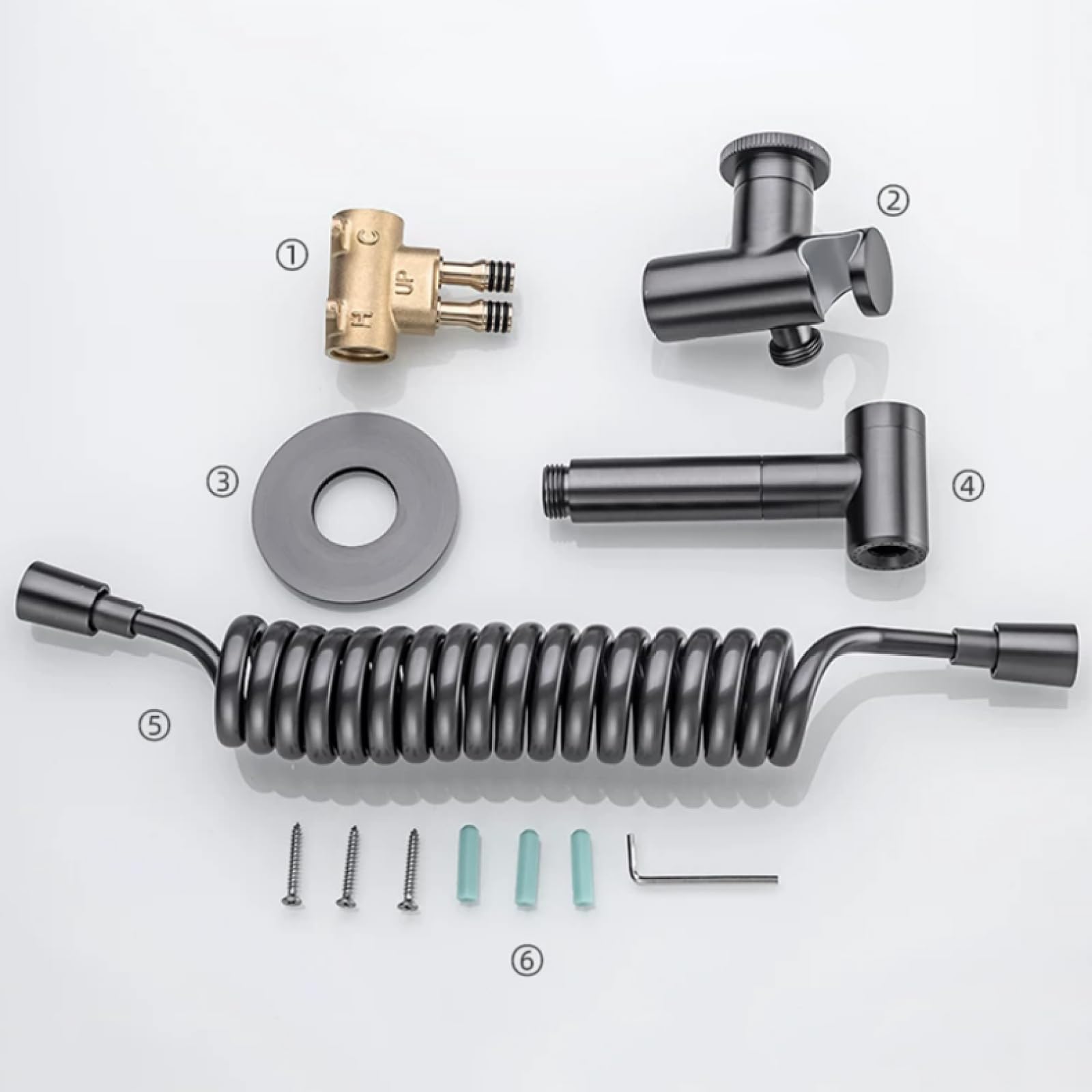 Grifo WC Higienico Kit De Rociador De Inodoro Latón Montado En La Pared con Válvula Mezcladora Agua Caliente Y Fría para Baño,Gris Pistola