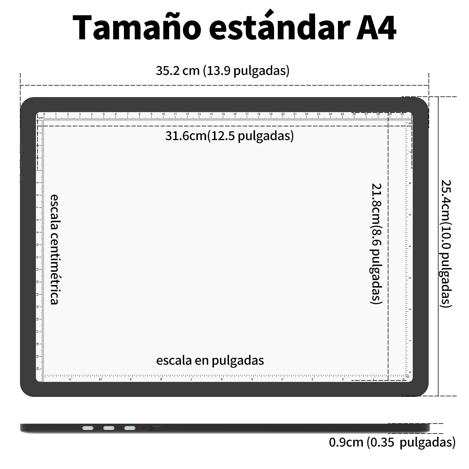 TOHETO Mesa luminosa A4 con bolsillo para pintura de diamantes, caja de luz recargable ultrabrillante para dibujar, almohadilla de luz LED recargable para trazar, placa de luz inalámbrica (negro)