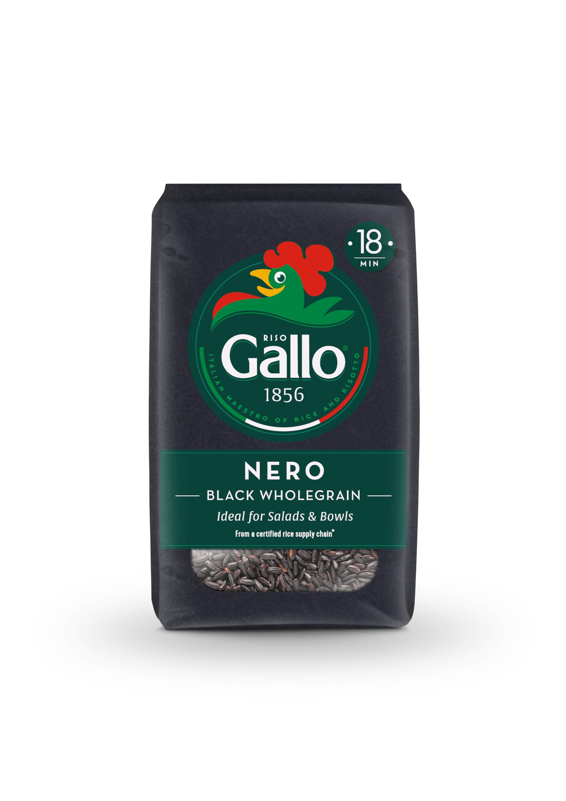 Riso Gallo Nero, Vegan Black Wholegrain Rice, Premium Gourmet Quality with Rich & Nutritious Whole Grain, 500 g (Pack of 1)