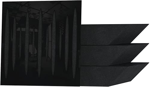 Paquete de 4 trampas para bajos de esquina difusa de absorción de sonido Pulso  19.7 x 19.7 x 4 pulgadas  Absorción - Difusión - Reflexión  Negro