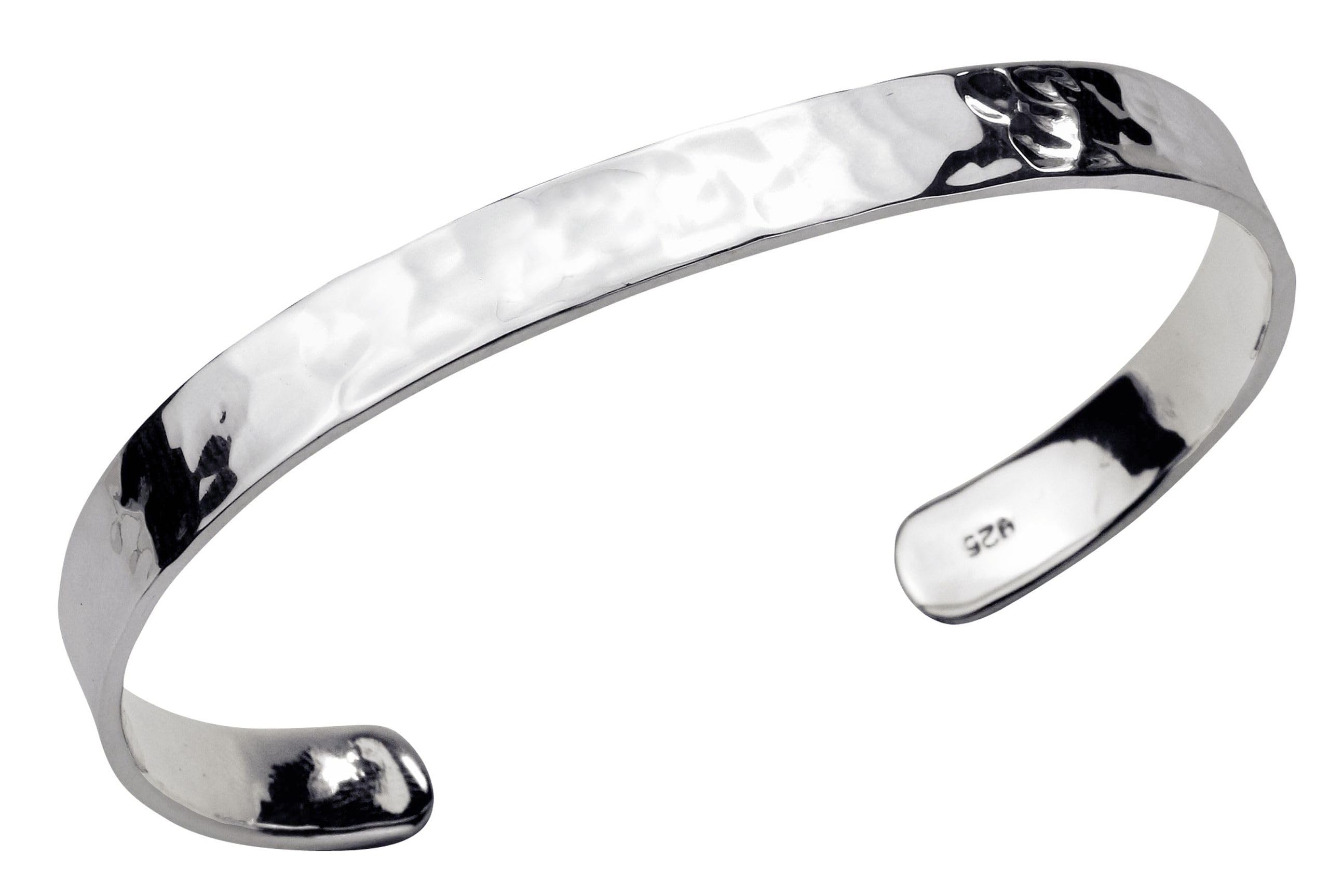SILBERMOOS Herren Damen Armspange Armreif gehämmert offen klassisch 925 Sterling Silber