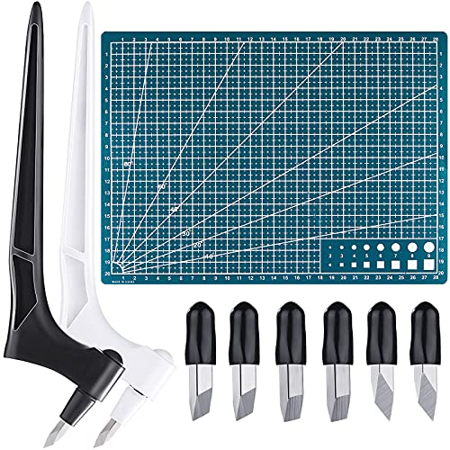 Shynai 9 Pieces Craft cutting tools Specialty Gyro-Craft cutting tools 360 Degree Rotating Blades Stainless Steel Gyro Cutter Craft Cutter with cutting mat for DIY Craft,Stencil,Scrapbook