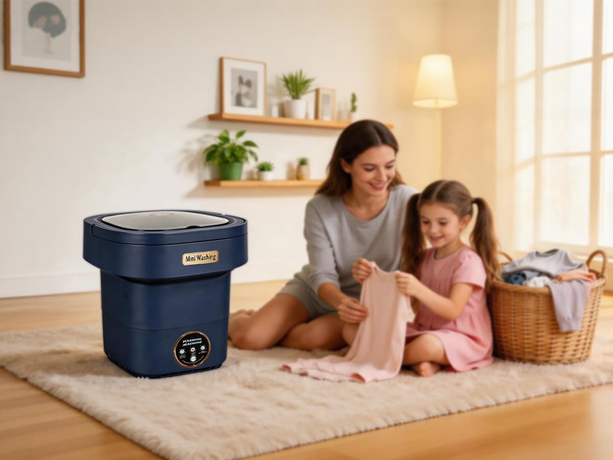 Mini Laundry Machine 20L — Foldable Portable Laundry Machine and 3 Cleaning Modes for Baby Clothes,Ideal for Travel, Dorms, Camping
