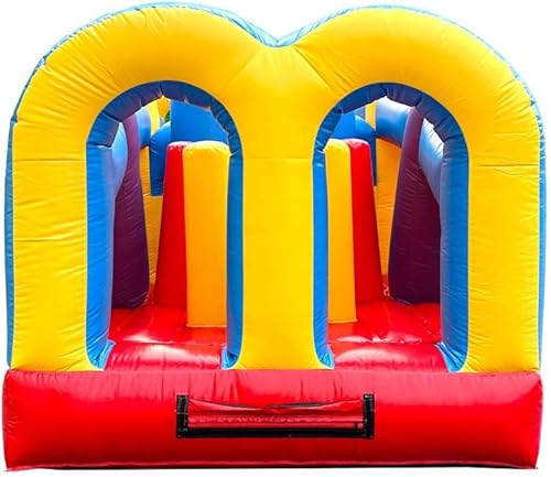 Miniatura 5 de Pogo Bounce House Crossover Rainbow - Carrera de obstáculos inflable (sin soplador), 19.5 x 8 x 7.5 pies, unidad de obstáculos inflable grande para