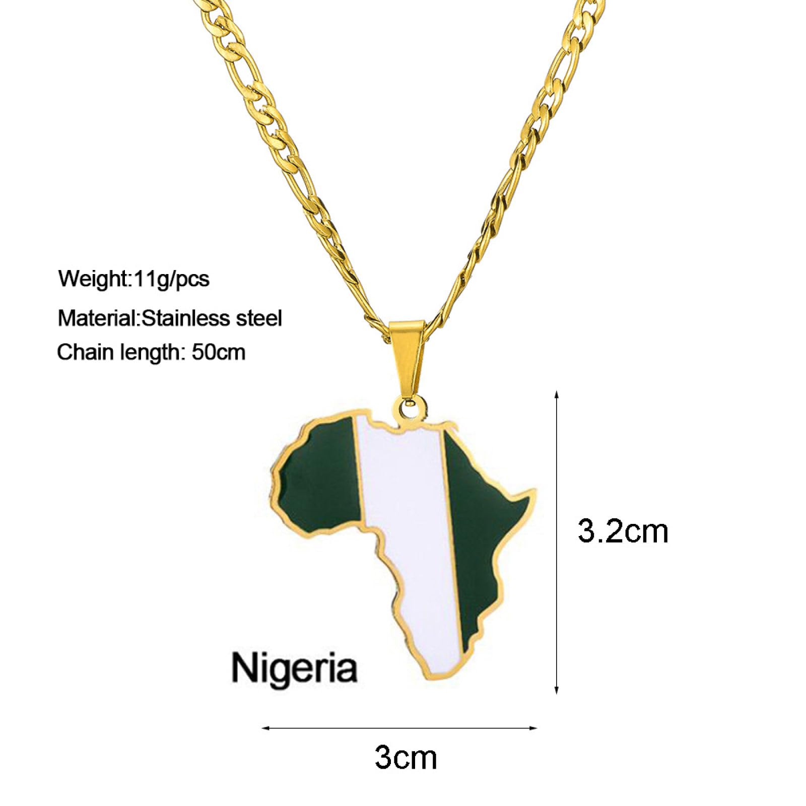 Collana Argento Con Ciondolo Mappa Bandiera Giamaica – Acciaio Inox - Foto 2