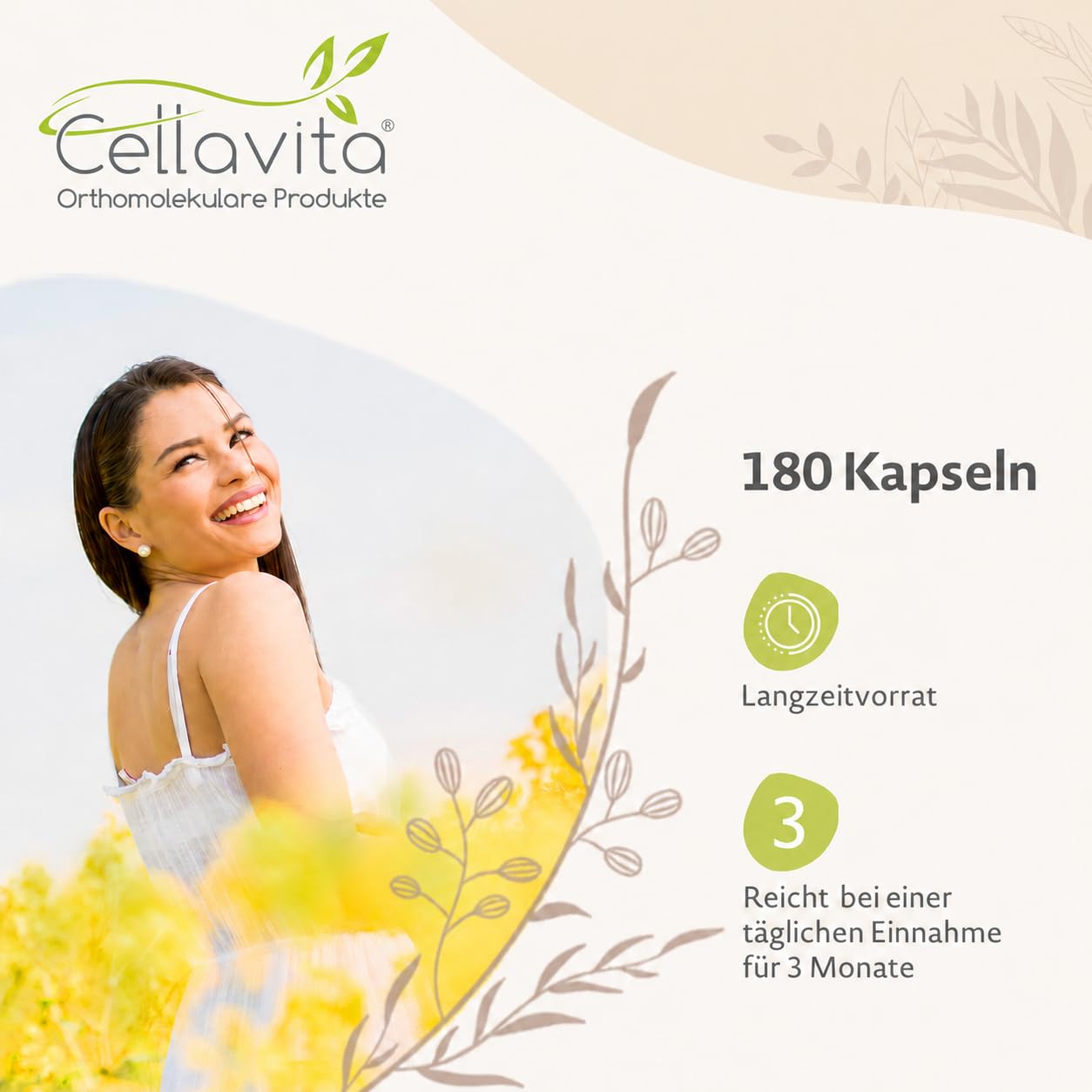 Cellavita – Inner Beauty mit Kollagen & Hyaluron Komplex – Nahrungsergänzungsmittel Collagen 180 Kapseln – Unterstützung von Hautelastizität & Feuchtigkeitsversorgung für Haut, Haare & Nägel