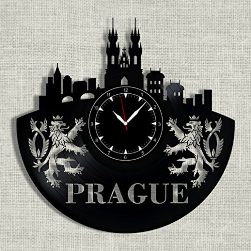 Prague City Vinyl Record Clock - Czech Republic Prague Wall Clock Vinyl - Best Gift for City Lover Prague - Original Wall Home Decor