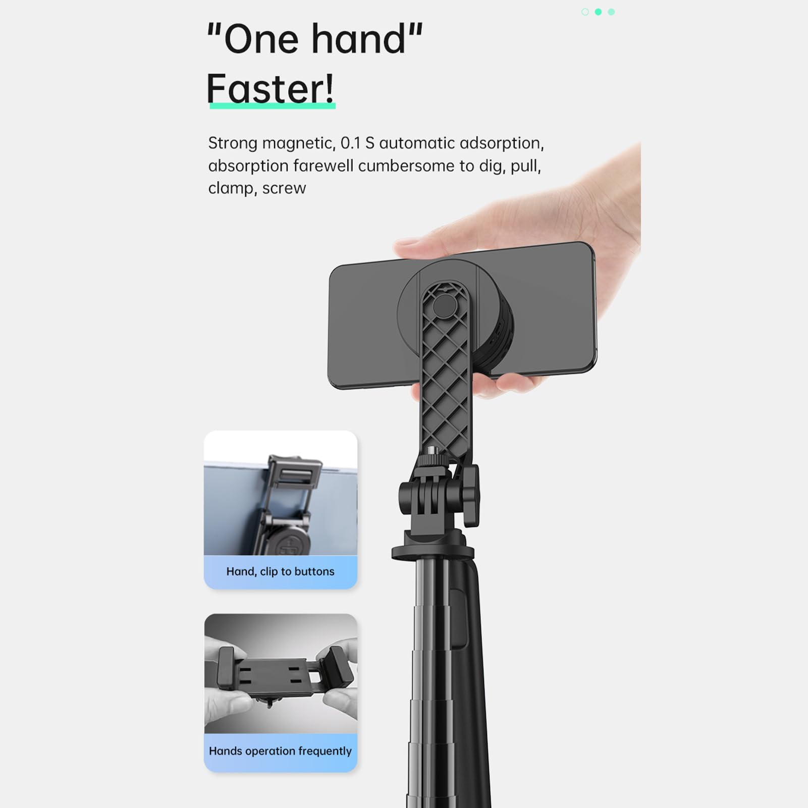 Tangxi Treppiede Magnetico per Selfie Stick da 1,7 M con Doppia Luce di Riempimento per Telefono