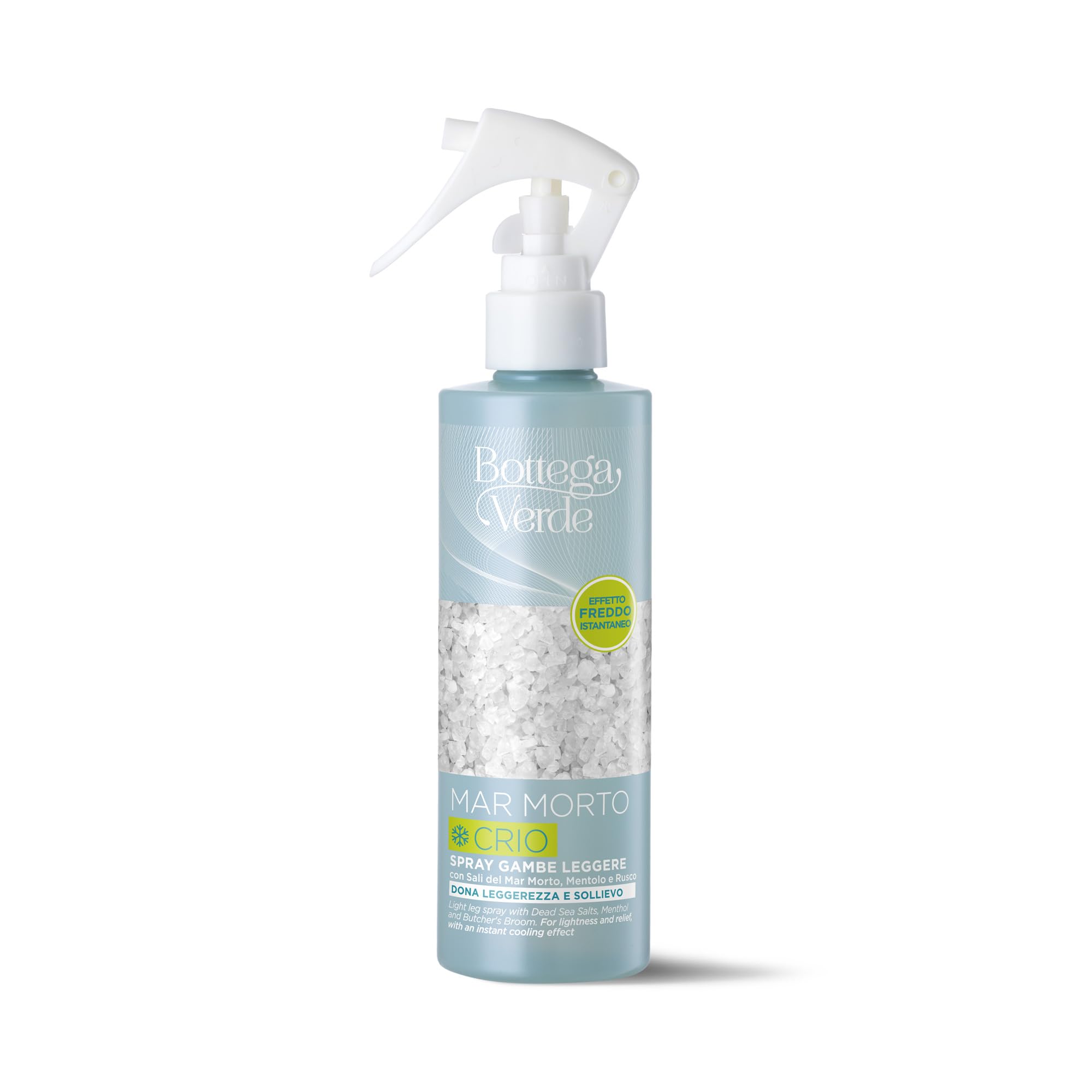 Bottega Verde - Spray Gambe Leggere Mar Morto Crio, 200 ml, Effetto Freddo con Sali del Mar Morto e Mentolo, Dona Leggerezza e Sollievo alle Gambe