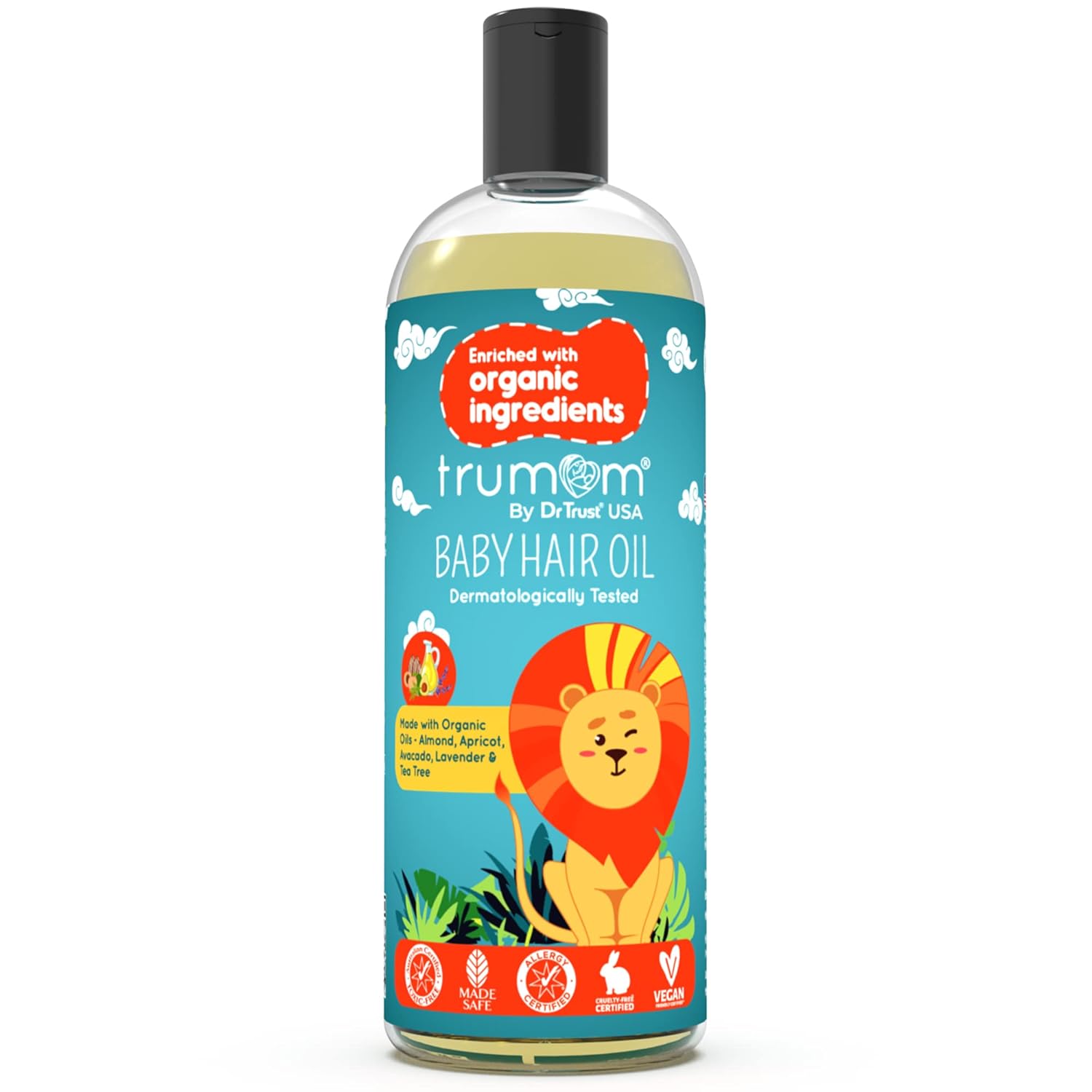 Trumom USA ORGANIC Baby Hair Oil with Almond, Apricot, Avocado