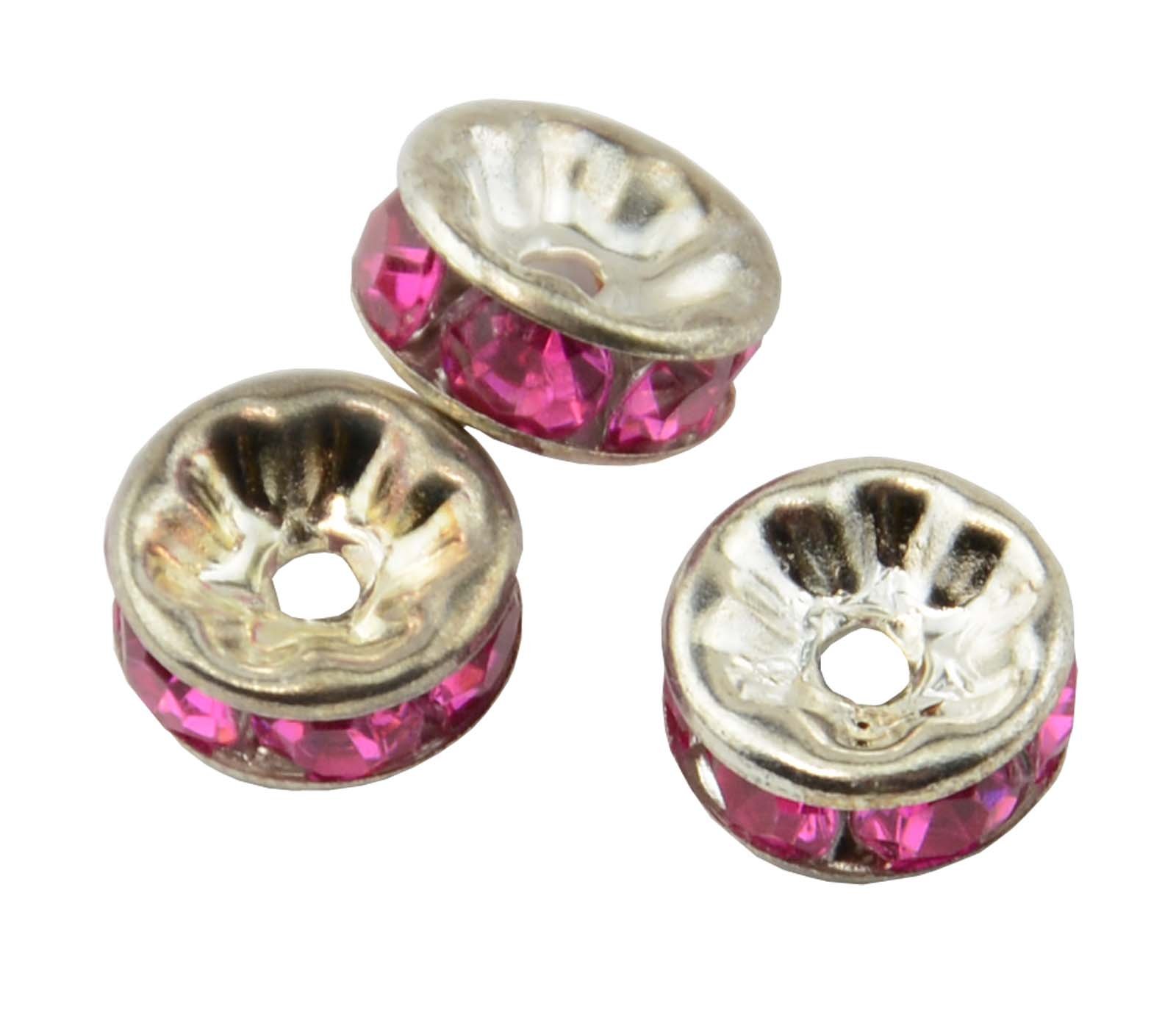Box Displays Cerise Pack Of 30 Rhinestone Crystal Rondelle 6X4mm Silver Colour Spacer Beads Diy Jewellery Making Craft Beading Fashion Jewelry Costume Design Spacer Finding Beads