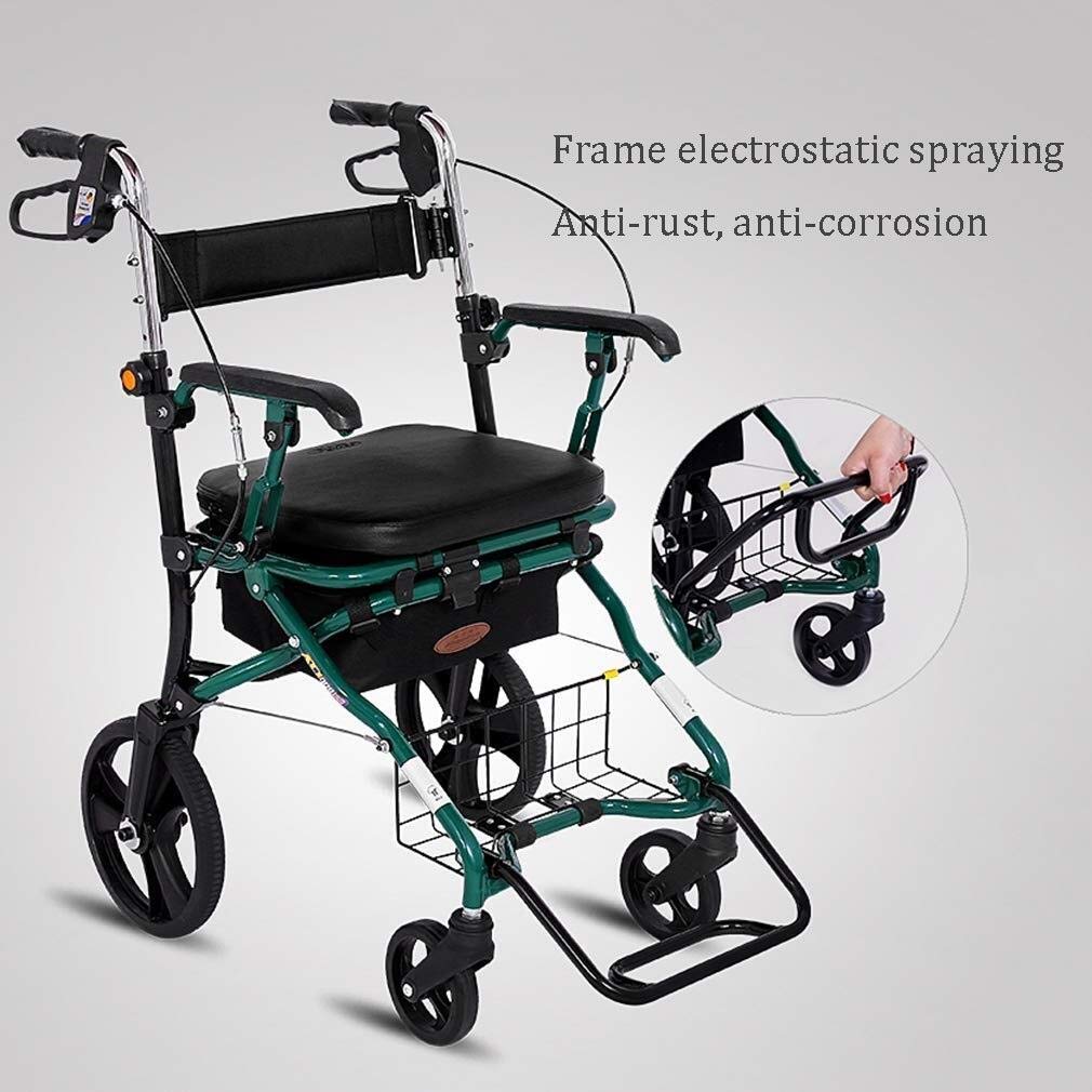 Przenośny wózek dla osób w podeszłym wieku Walker Walker ze stopu aluminium z torbą wózek na zakupy skuter składany lekki 4 koła podwójny układ hamulcowy Present