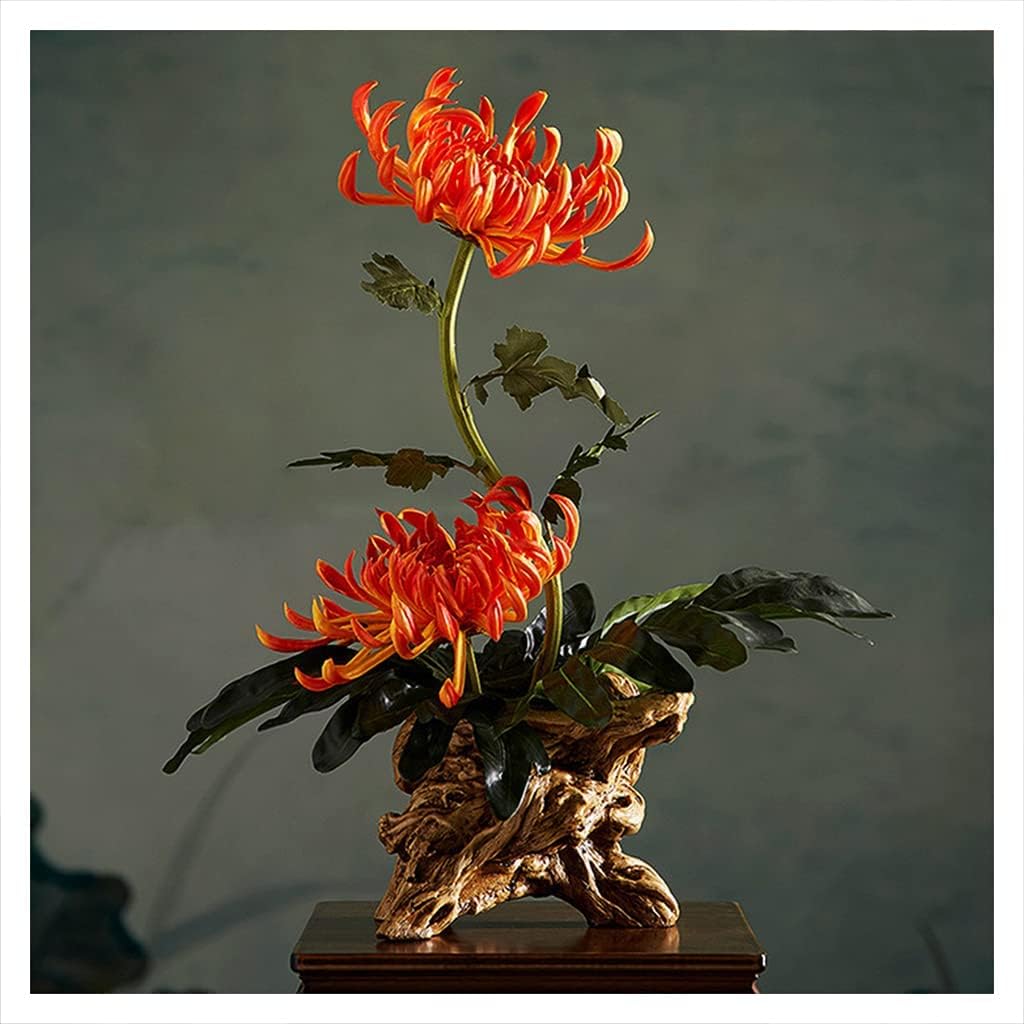 造花装飾鉢植えシミュレーションビッグクロー菊盆栽 イミテーションツリールートレジンフラワーポット付き 家族