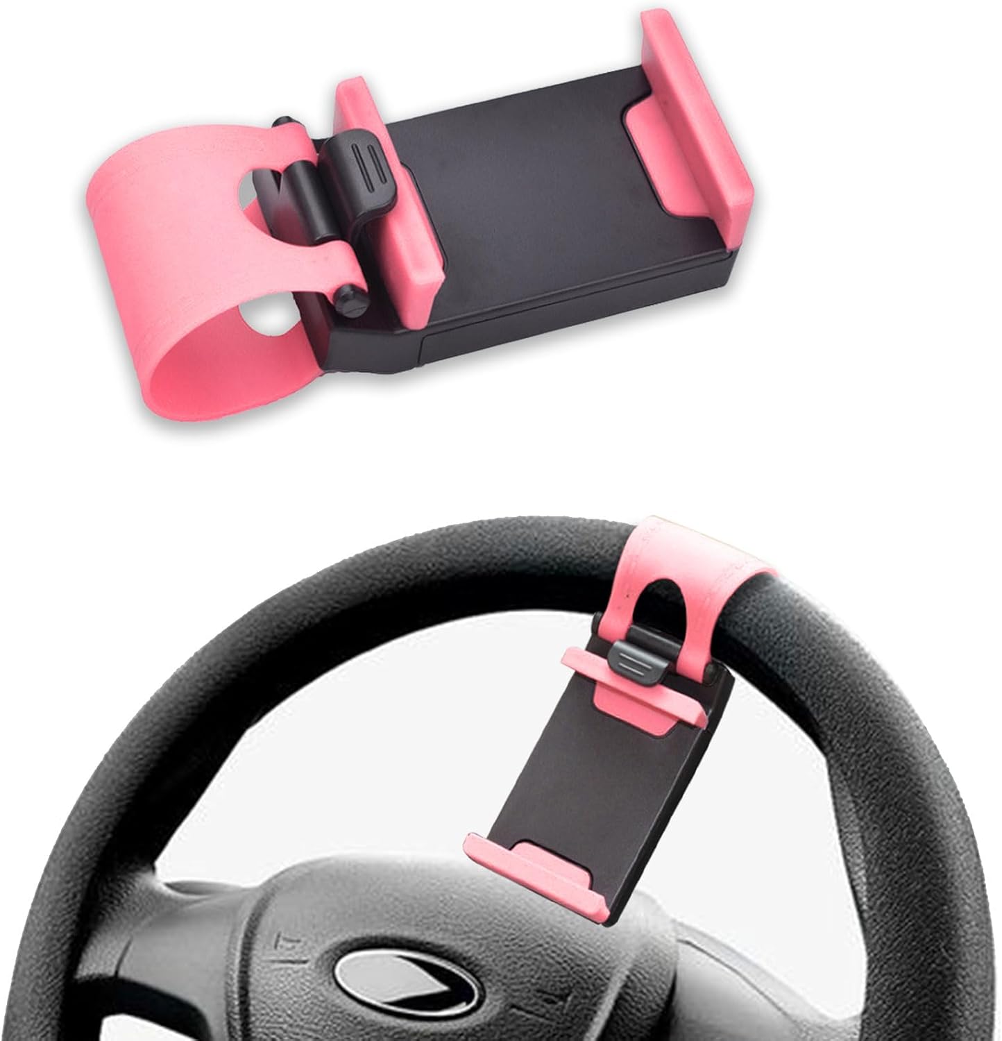 Jsorum Suporte de telefone para volante de carro, suporte de smartphone para volante, clipe de suporte de telefone para volante portátil adequado para iPhone 14/13/12/11 Pro Max/XR/XS/S21/S20/S10/Note