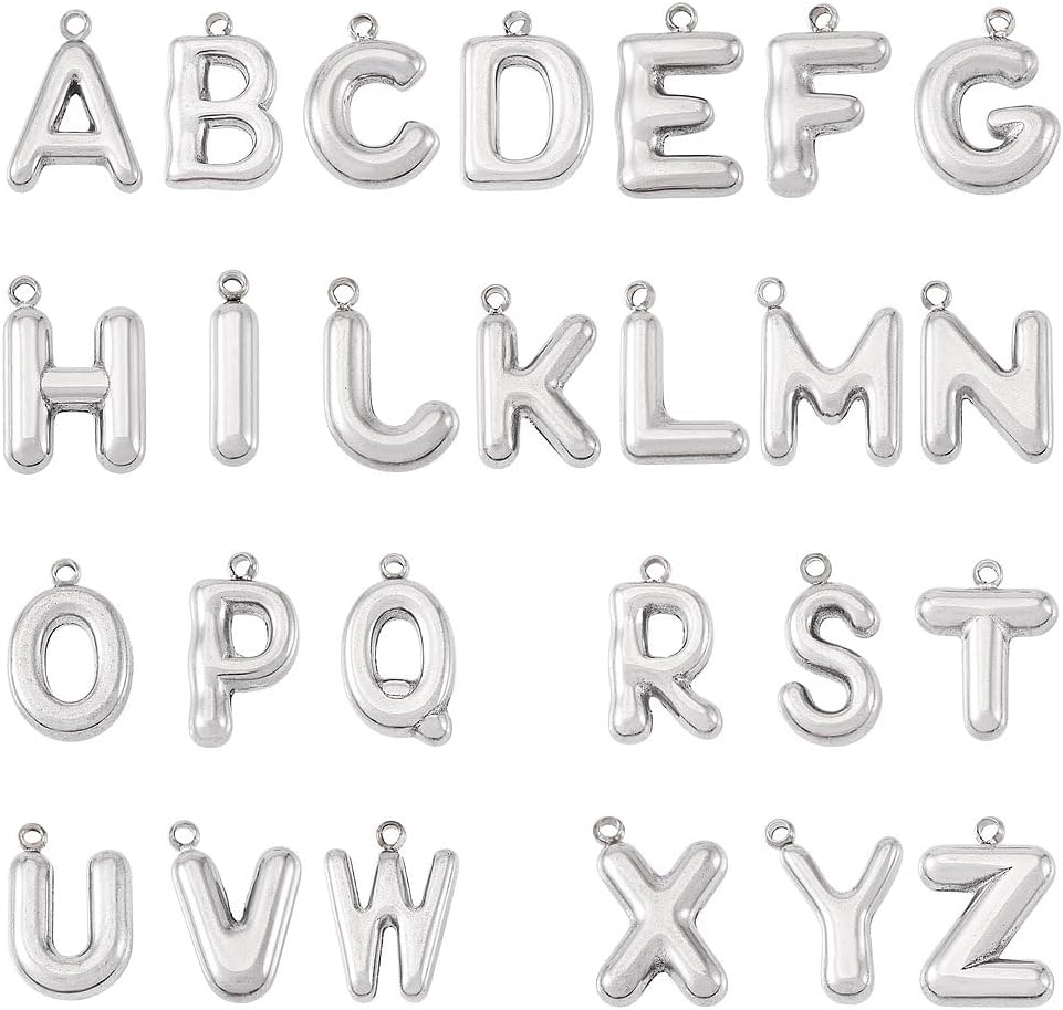 FASHEWELRY 52Pcs Alloy Letter Charms Silver Smooth Alphabet Letter A-Z Initial Charms Dangle Charm Letters for Initial Jewelry Making Necklace Bracelets Keychain DIY Crafts - Image 7