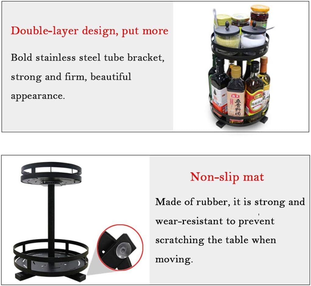 シンク下収納 キッチン ステンレスラック 多機能 回転式 卓上 ブラック スパイス棚 (色 : ゴールド)